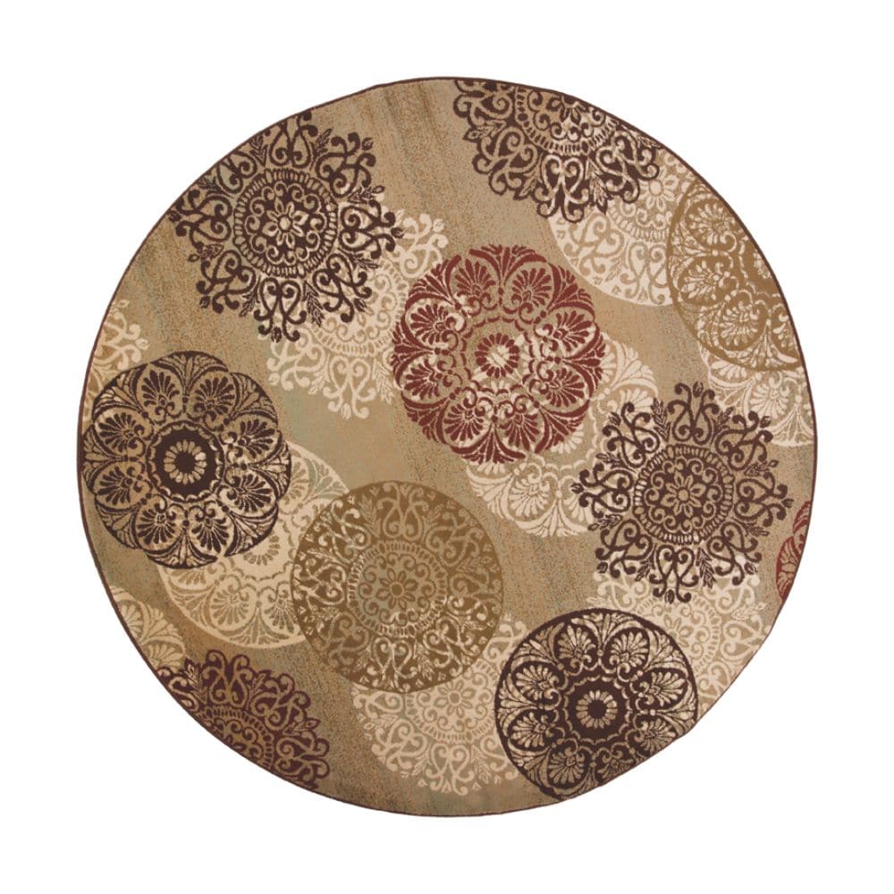 HomeRoots 352530 Bernadette 7 X 7 (ft) Sage Green Round Indoor Abstract Area Rug