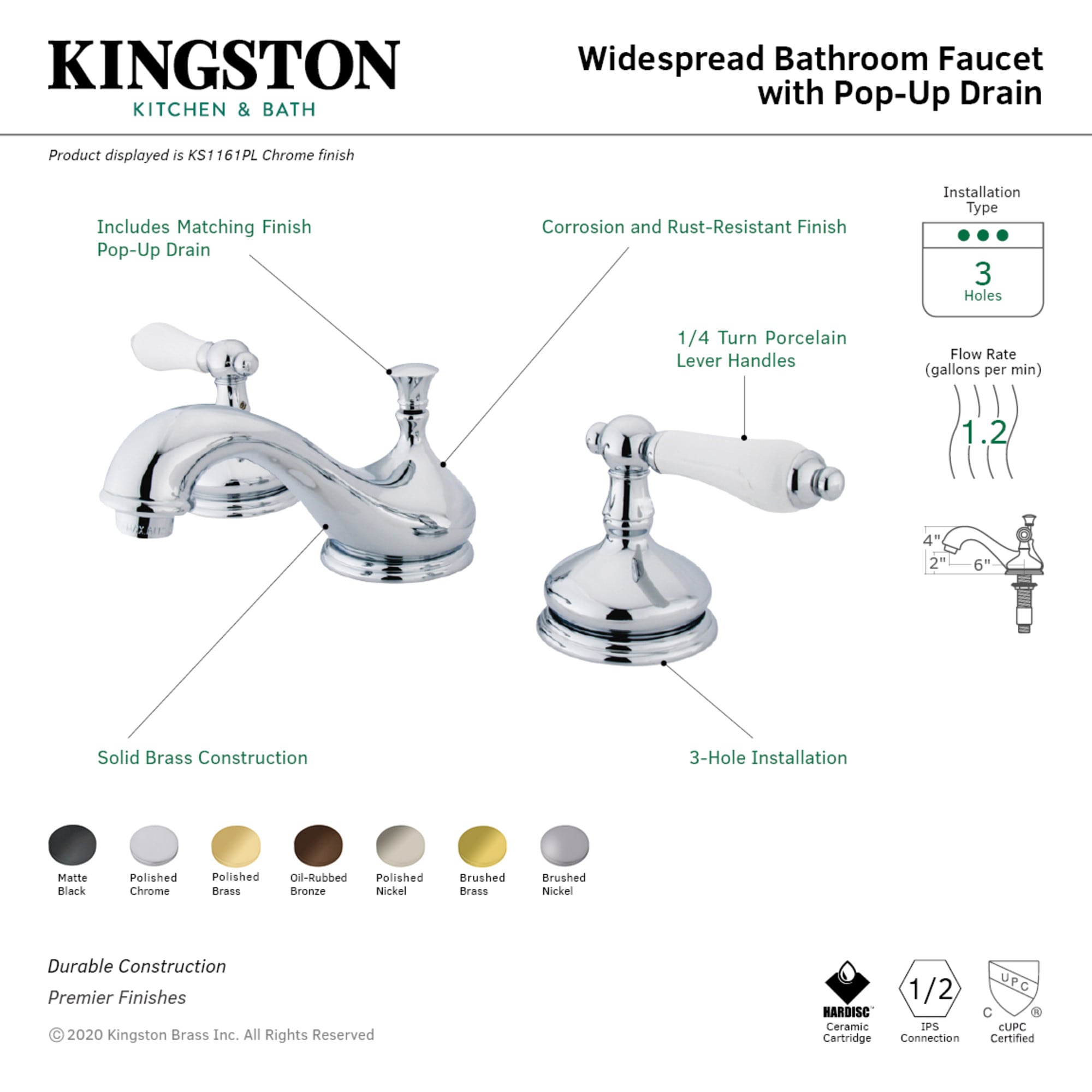 Kingston Brass WLKS1168PL Lavatory-Faucets - View #2