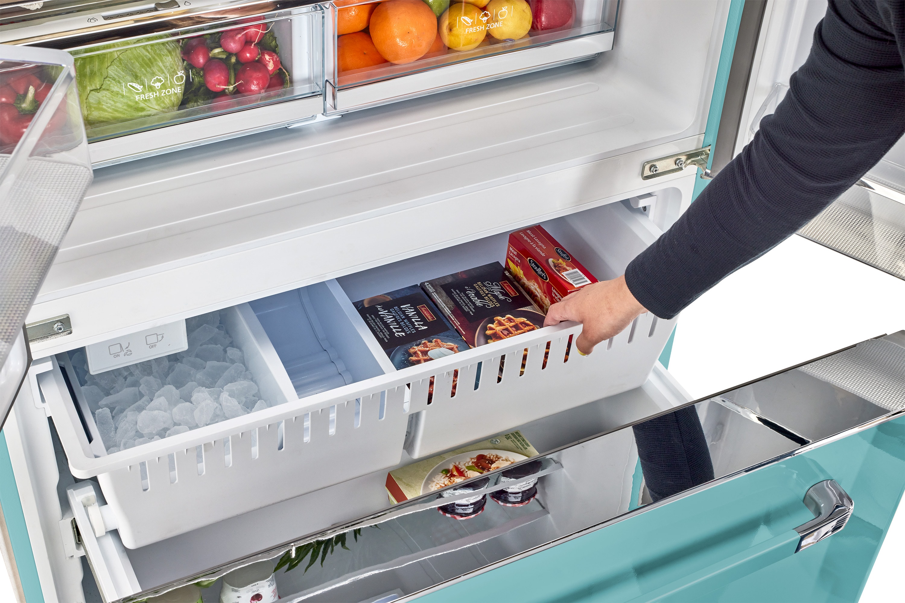 Ocean Mist Turquoise French Door Refrigerator with Ice Maker
