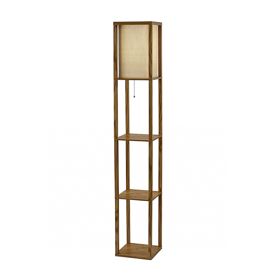 Floor Lamp With Natural Wood Finish Storage Shelves Floor Lamp With Natural Wood Finish Storage Shelves