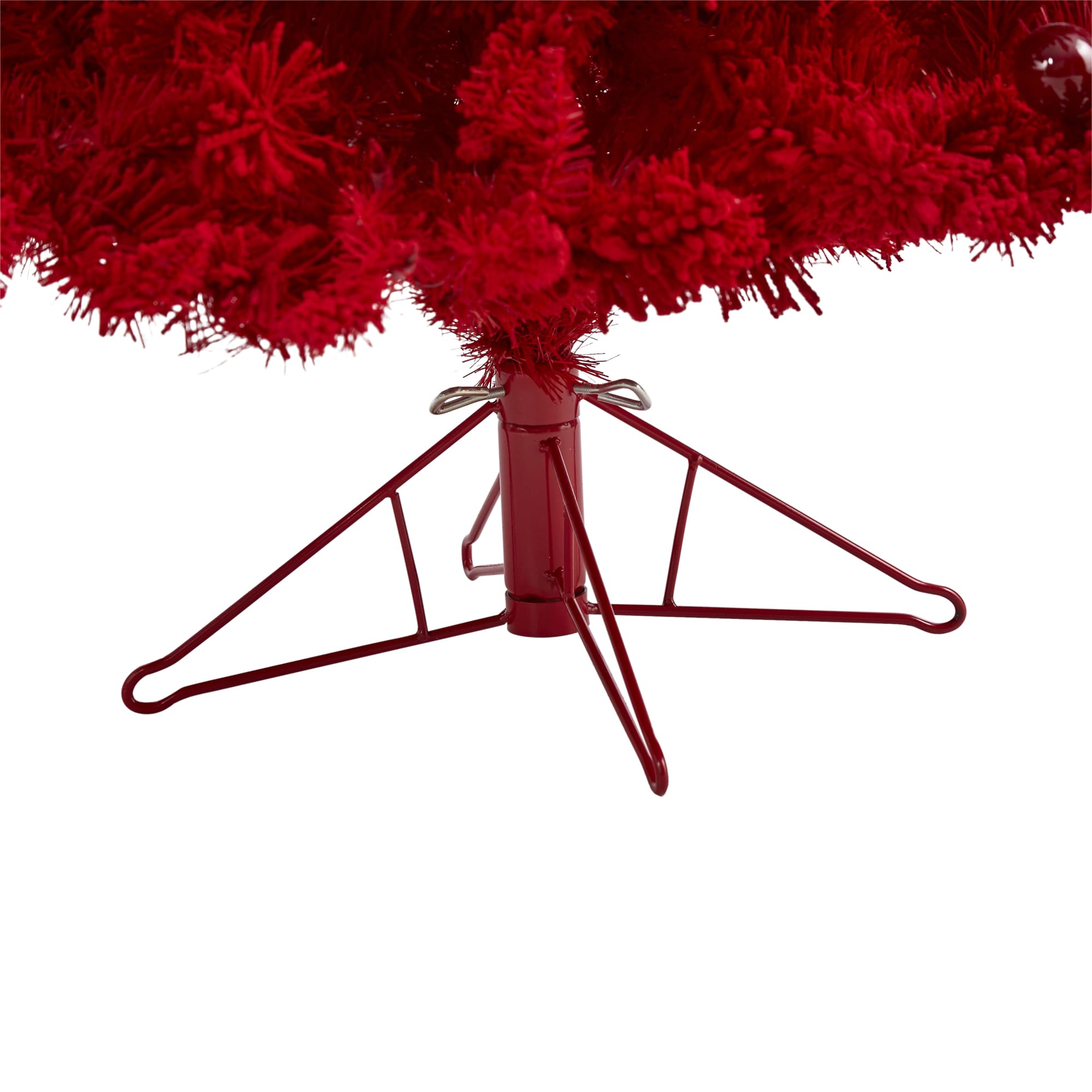 6-Foot Red Flocked Fir Artificial Christmas Tree with Lights