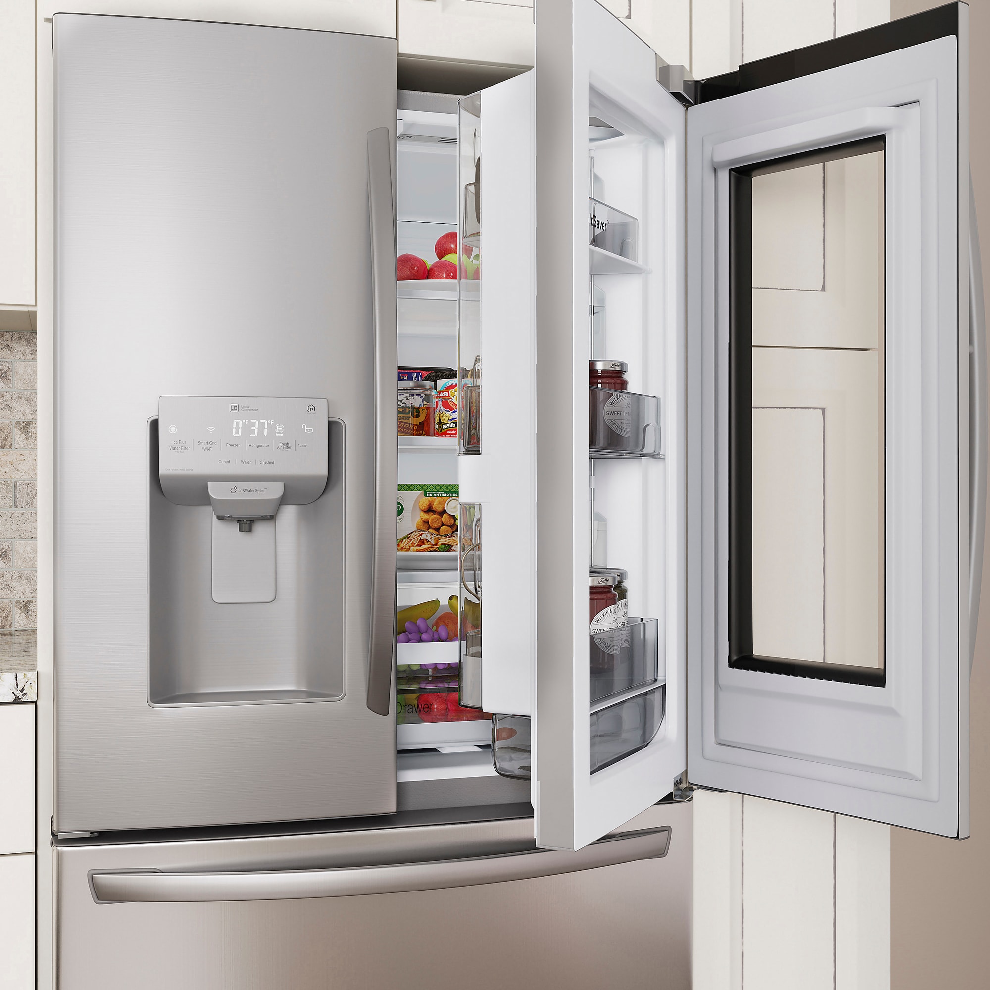 LG InstaView Smart Wi-Fi Enabled 26-cu ft French Door Refrigerator with ...
