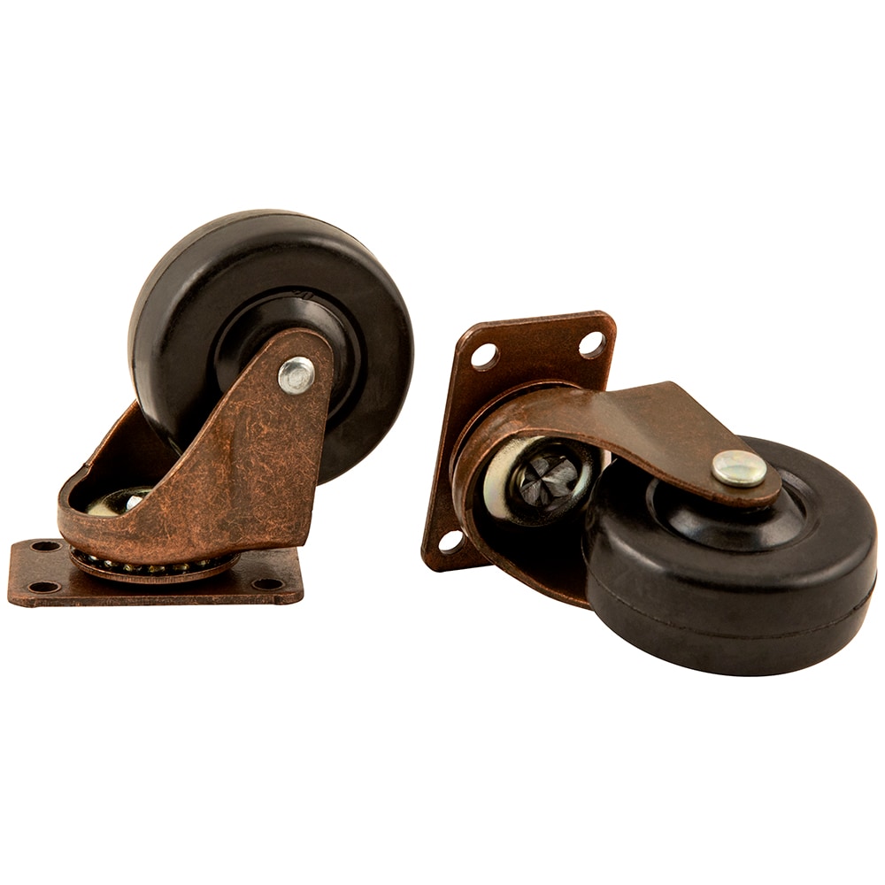 Titan 2 Hooded Caster Wheels with Swivel Stem, 80 lb Load Capacity, Brass  (2 Pack)