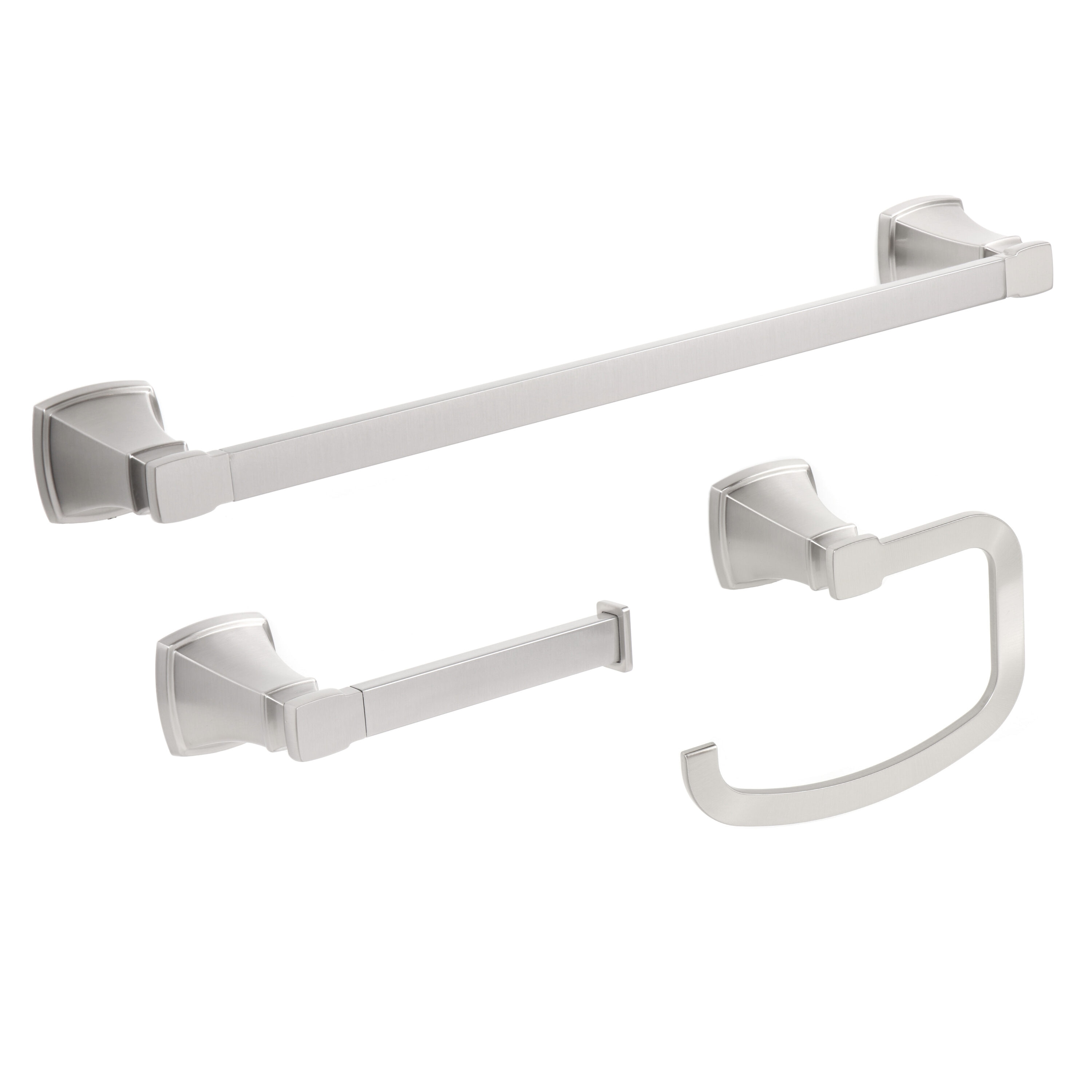allen + roth BTH-033-R8002-BN 3 -Piece Chesler Brushed Nickel Decorative Bathroom Hardware Set Towel Bar, Toilet Paper Holder, Towel Ring Included