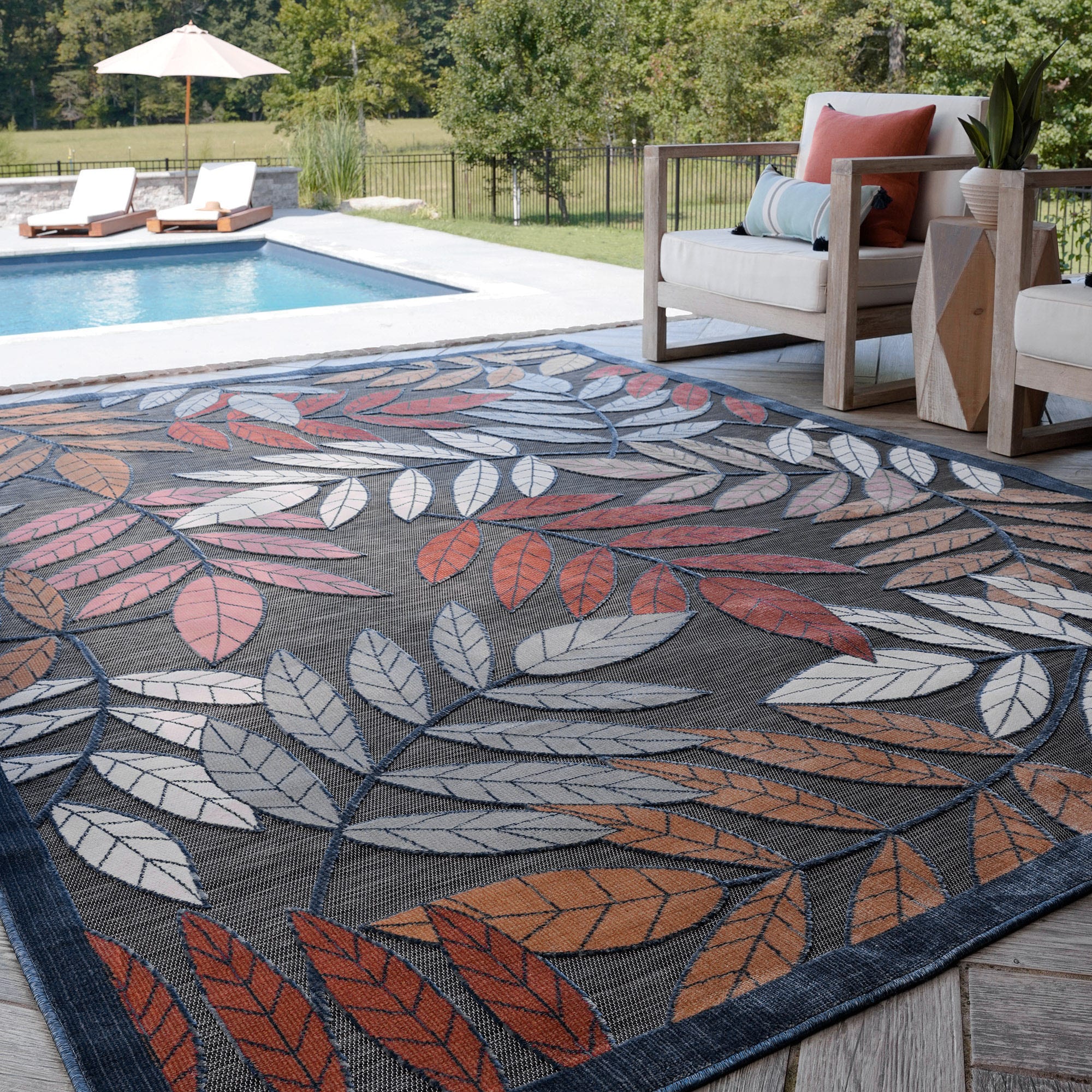 Tayse TRP1203 5X7 Tropic 5 x 7 (ft) Flatweave Polypropylene Black Rectangular Indoor/Outdoor Area rug