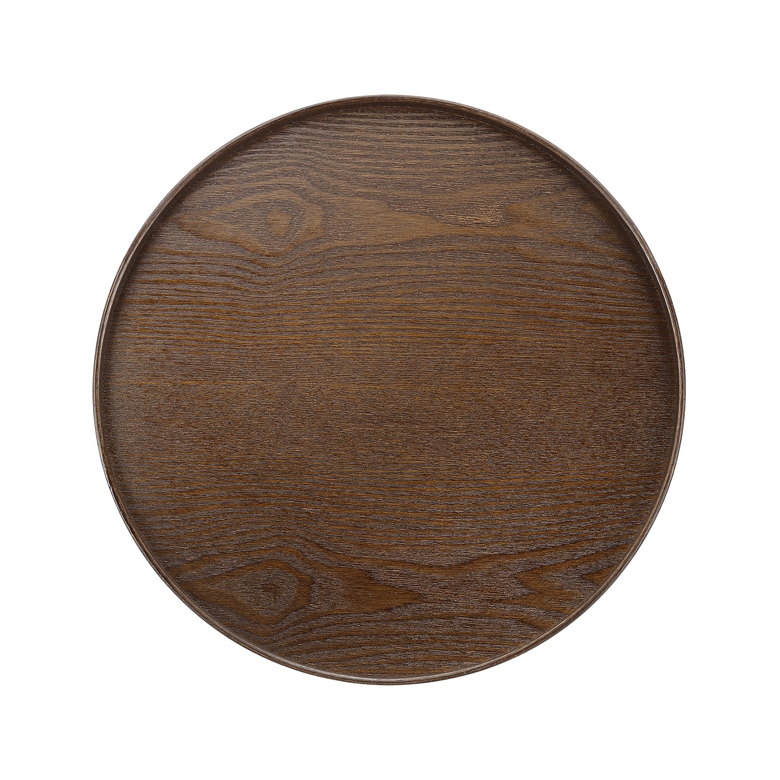 Unique Bargains Wooden Serving Tray Round Wood Serving Tray Decorative Platter 14.2 Inch Fit for Home Decor Kitchen Coffee Table Candle Holder (Brown)