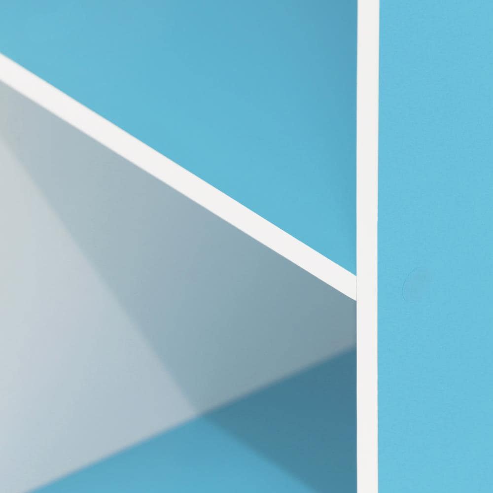 White and Light Blue 11-Cube Wood Bookcase