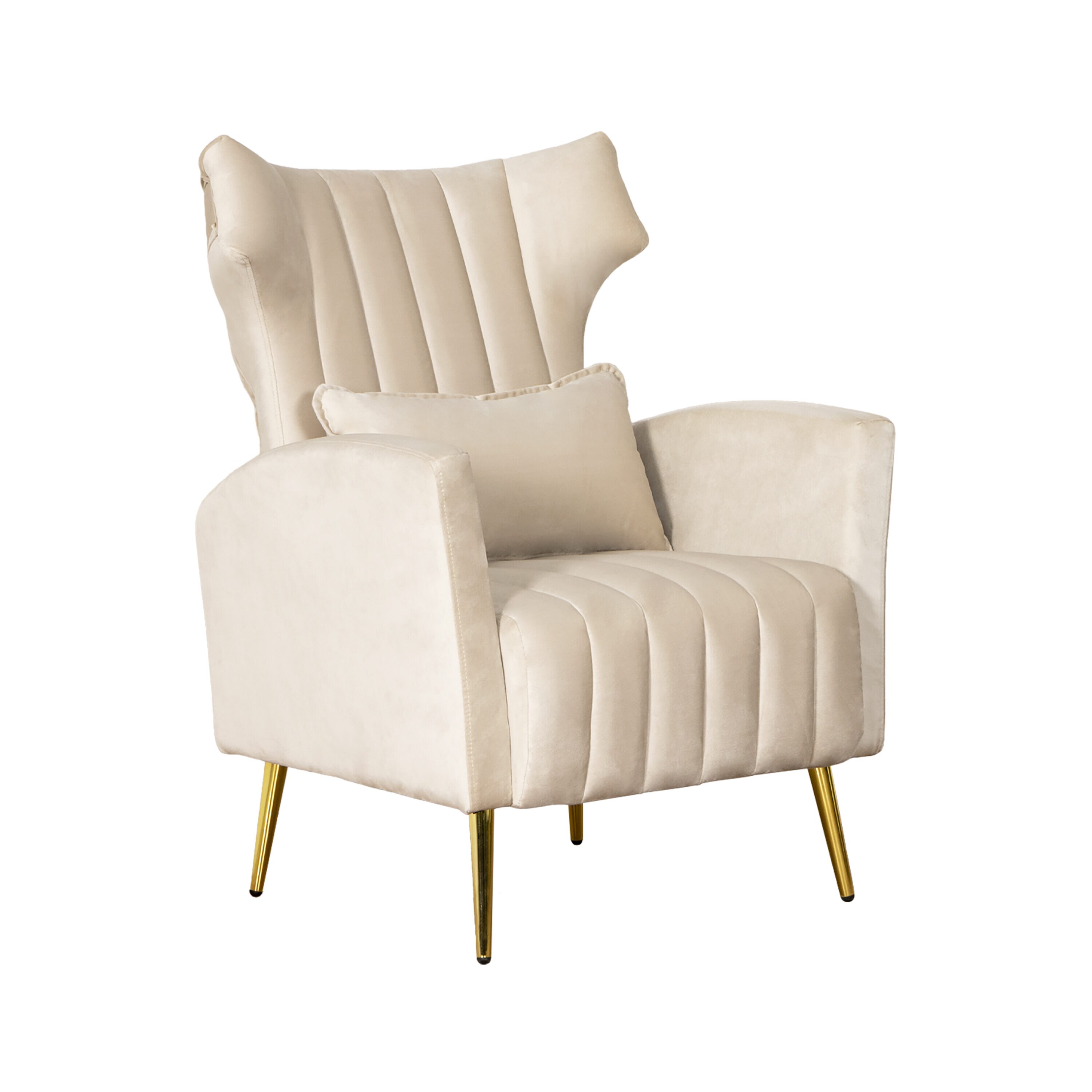 Jarenie Modern Beige Velvet Accent Chair in the Chairs department at ...