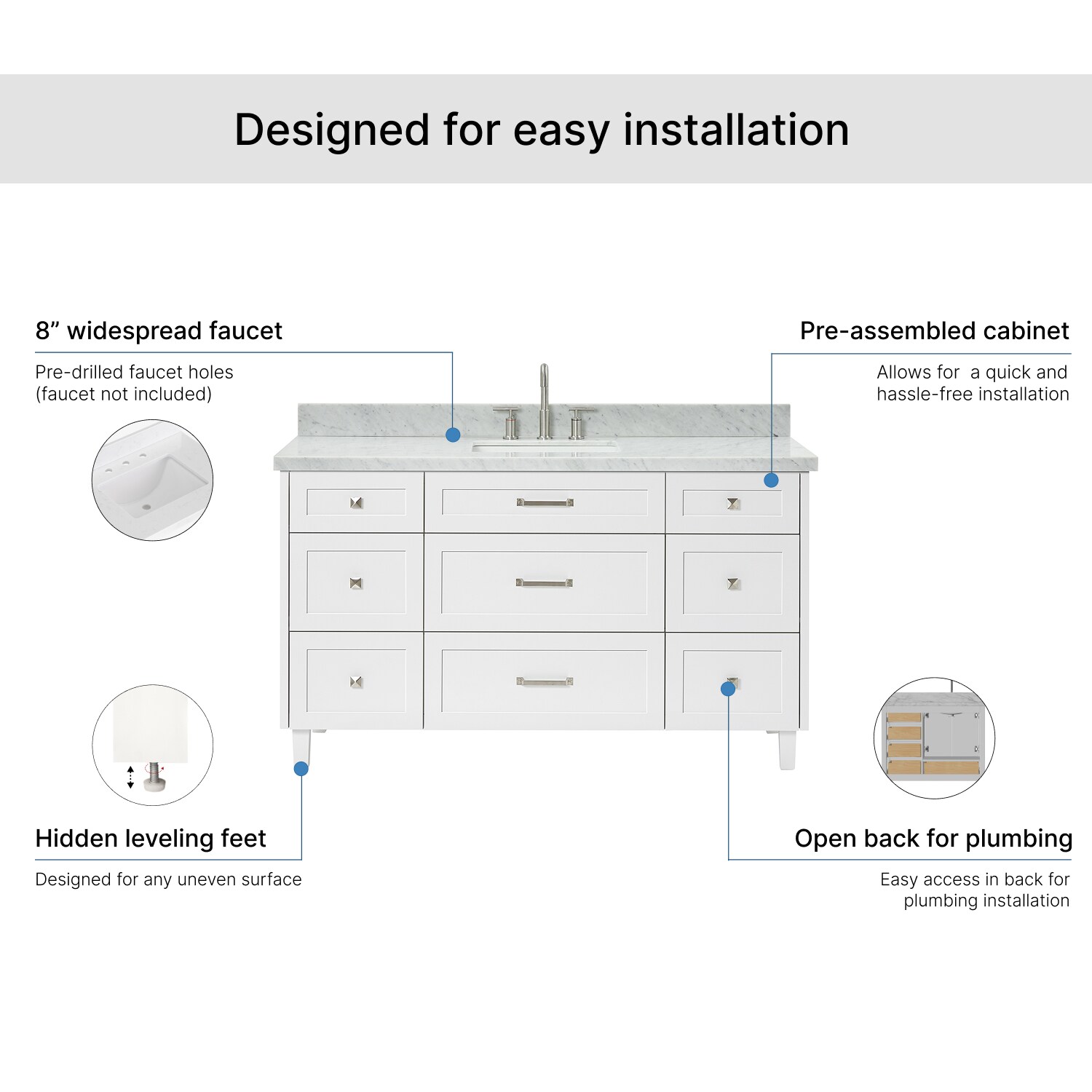 ARIEL B61CWRVOWHT Bath-Vanity-Combo - View #7