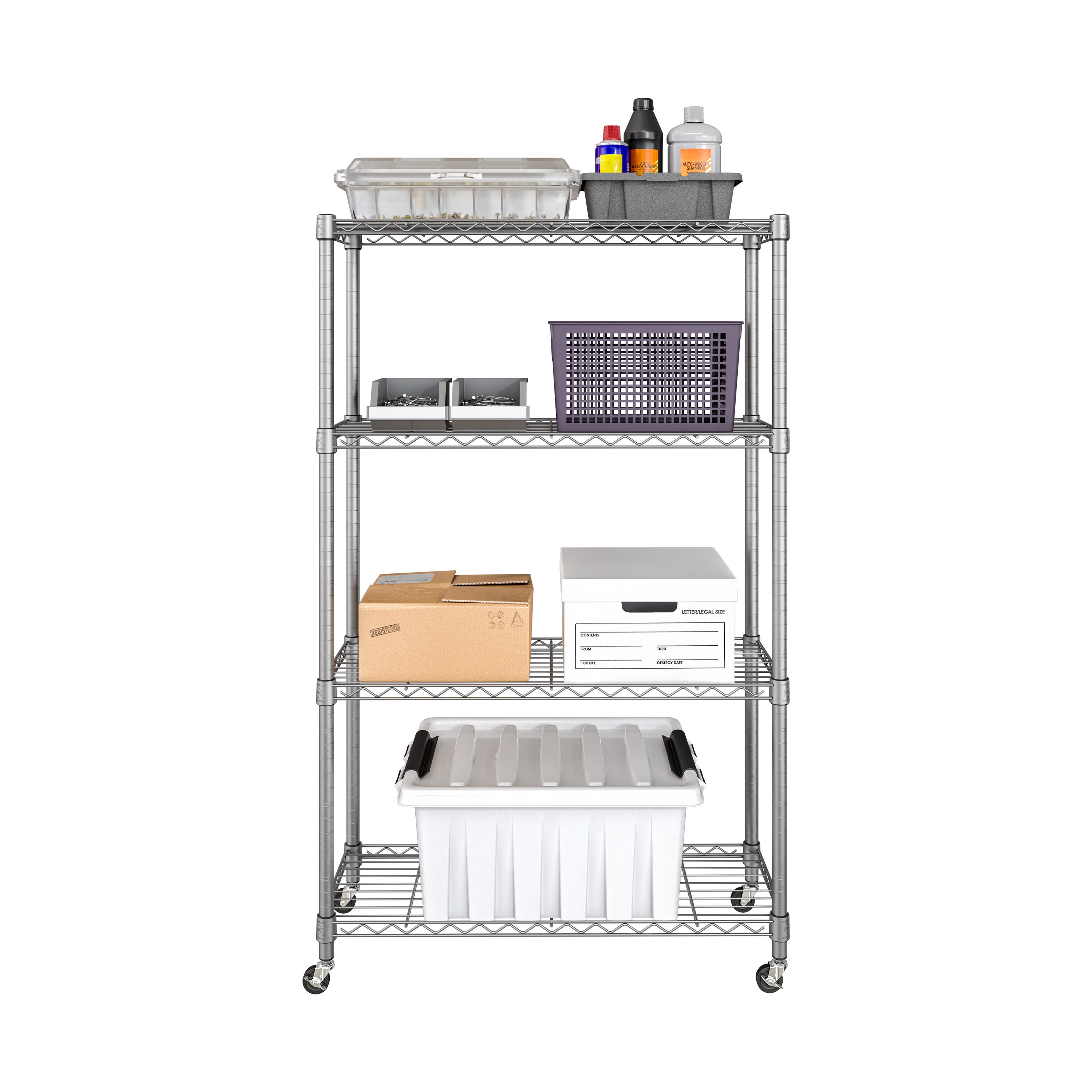 Seville Classics SHE15385B 4 -Tier Heavy Duty Silver Steel Utility shelving unit ( 36-in W x 14-in D x 56.5-in H )