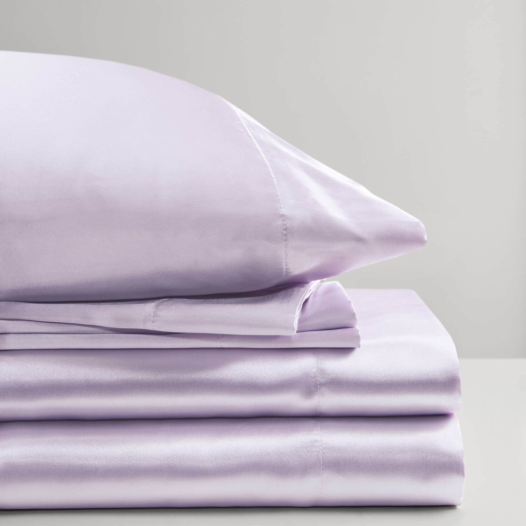 Lilac Twin Satin Polyester Luxury Sheet Set