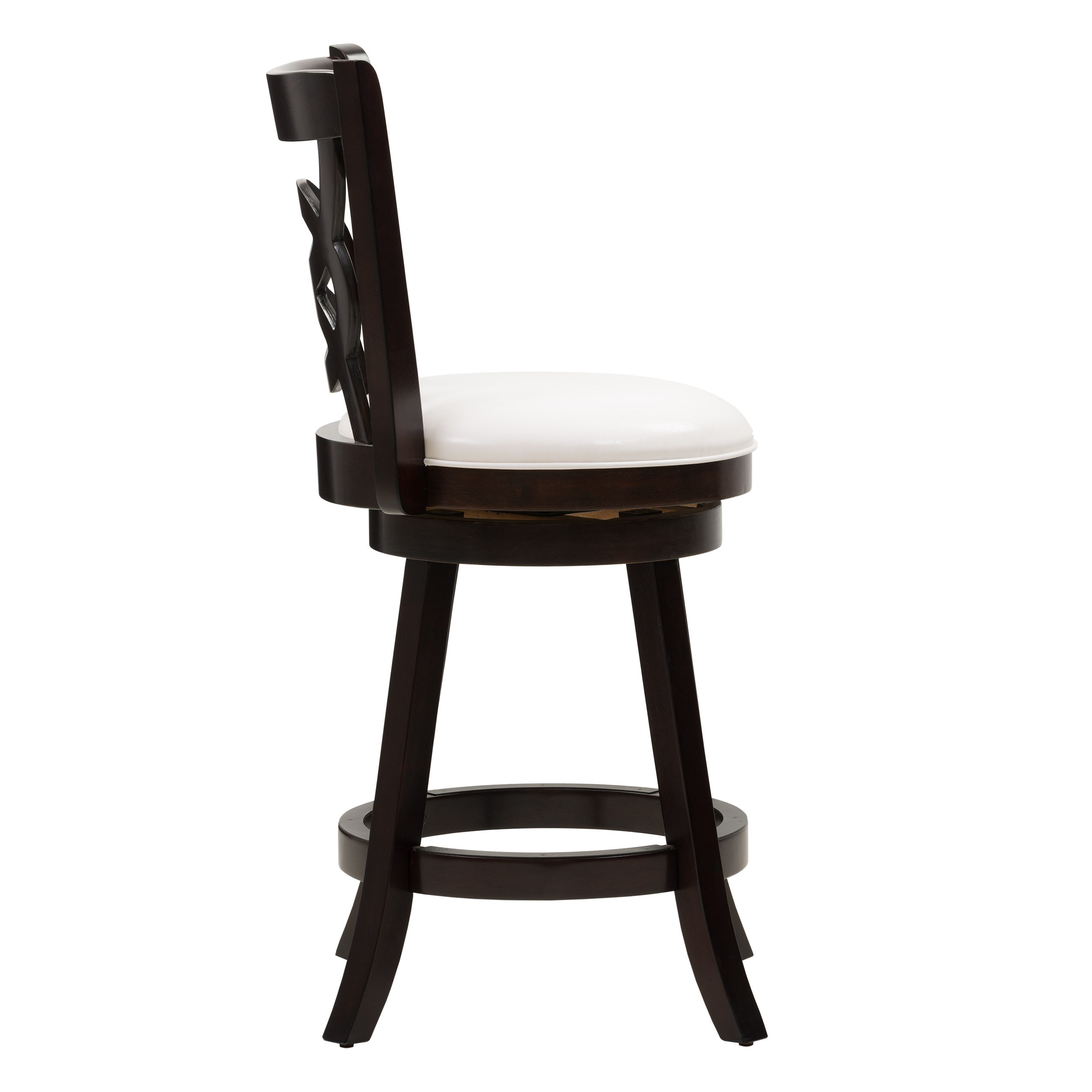 Elegant Woodgrove High Back Swivel Barstool Set, Cappuccino and White