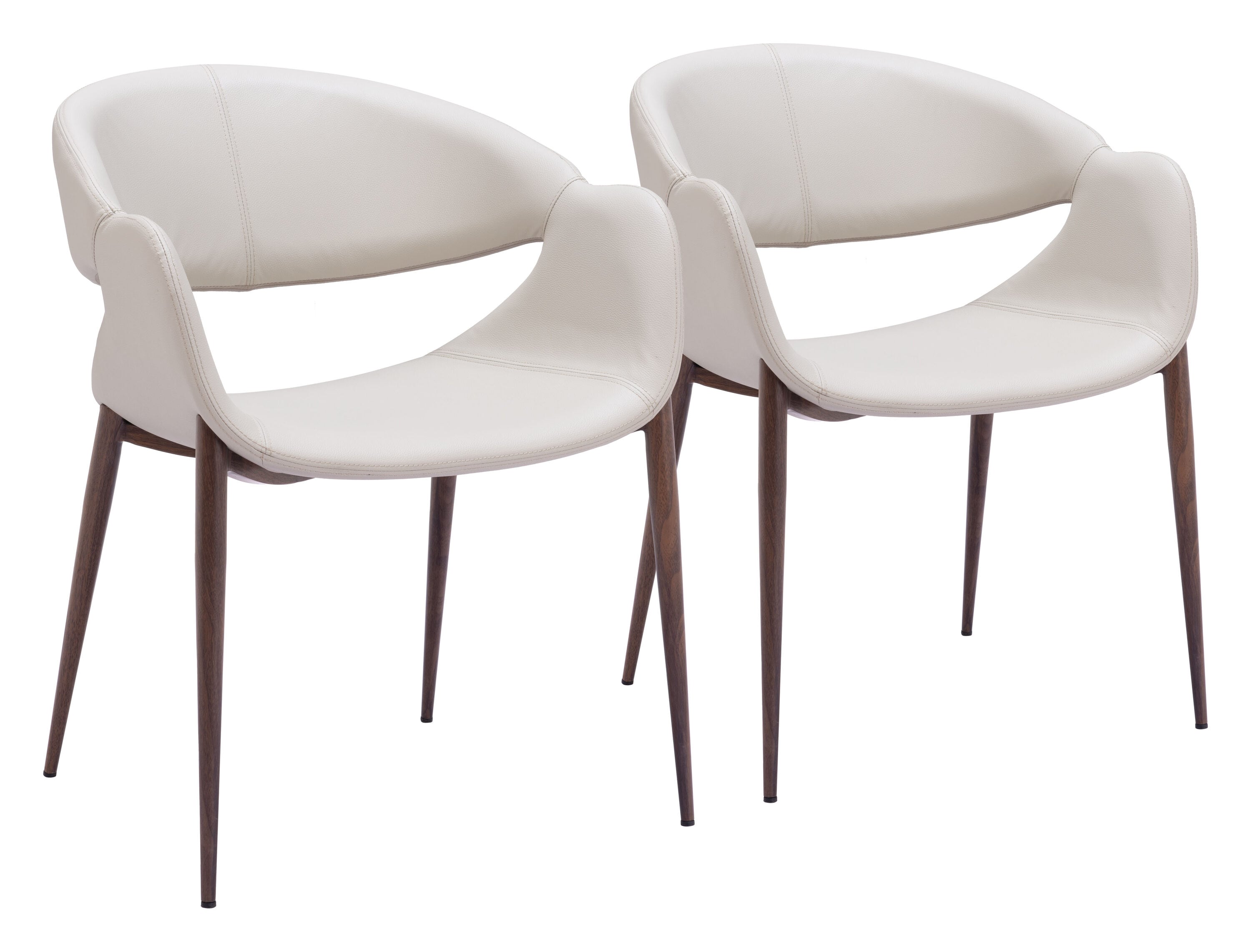 ZUO 109971 Set of 2 Contemporary/Modern Faux Leather Dining Arm Chair (Wood Frame)
