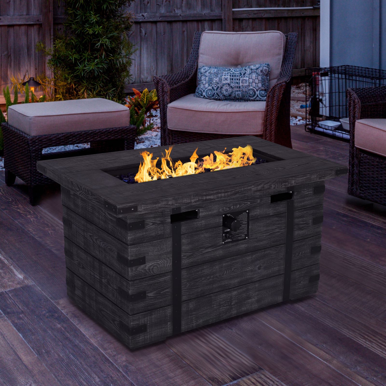 VEIKOUS 46.3-in W 50000-BTU Grey Concrete Propane Gas Fire Pit Table in the Gas Fire Pits ...