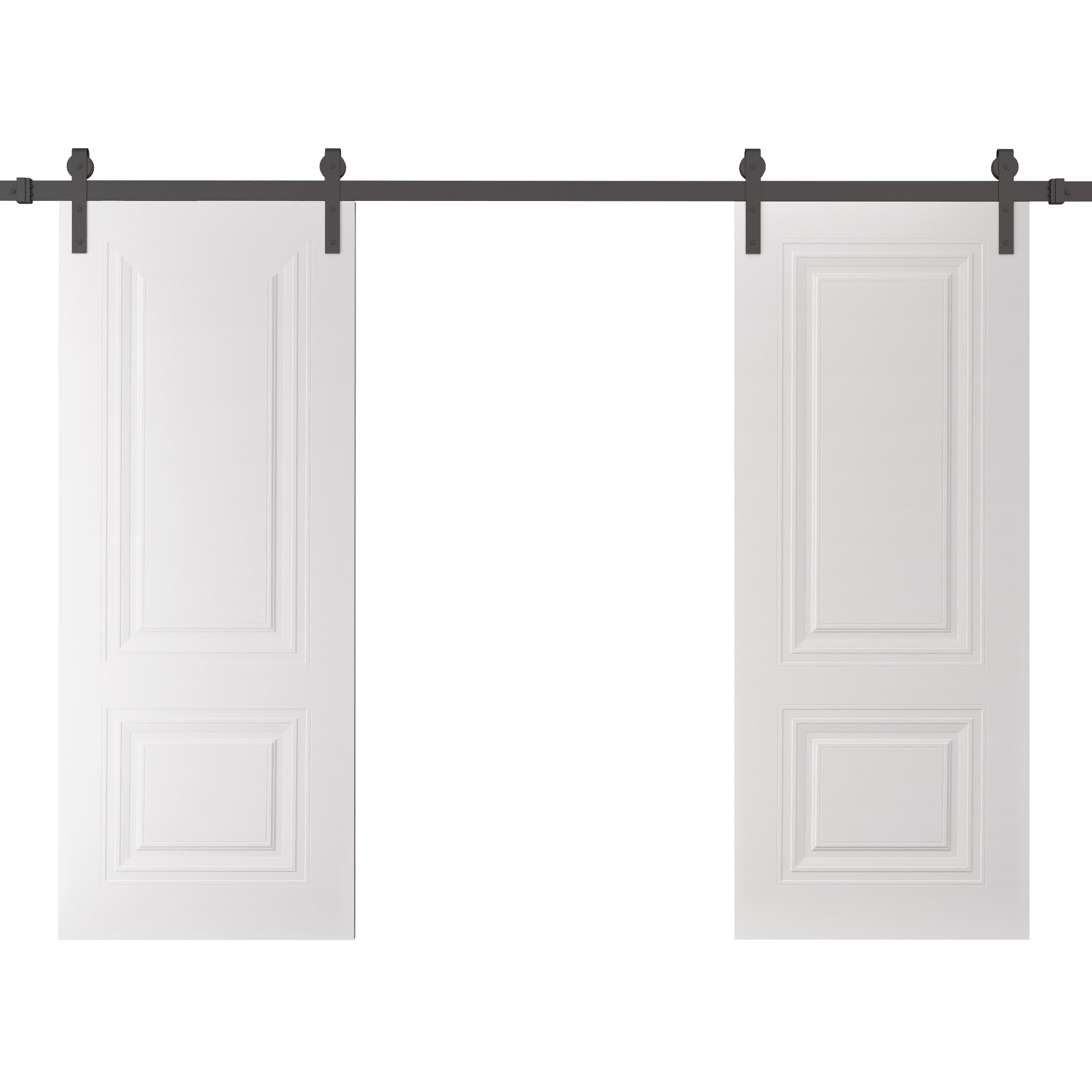 SARTODOORS Double Barn Door 60 x 80 inches - SELECT 2779 White - 13FT Rail Track Set - Solid Panel Interior Doors