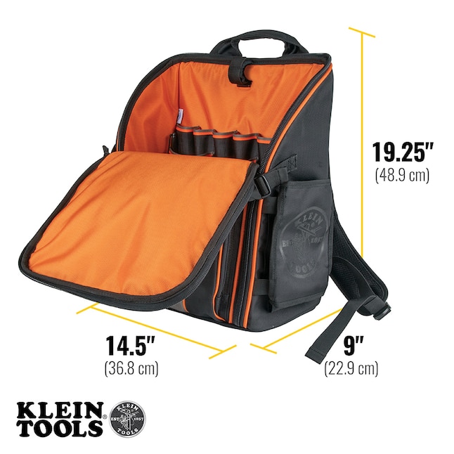 Klein Tools Black Ballistic Nylon 9-in Zippered Backpack in the Tool ...