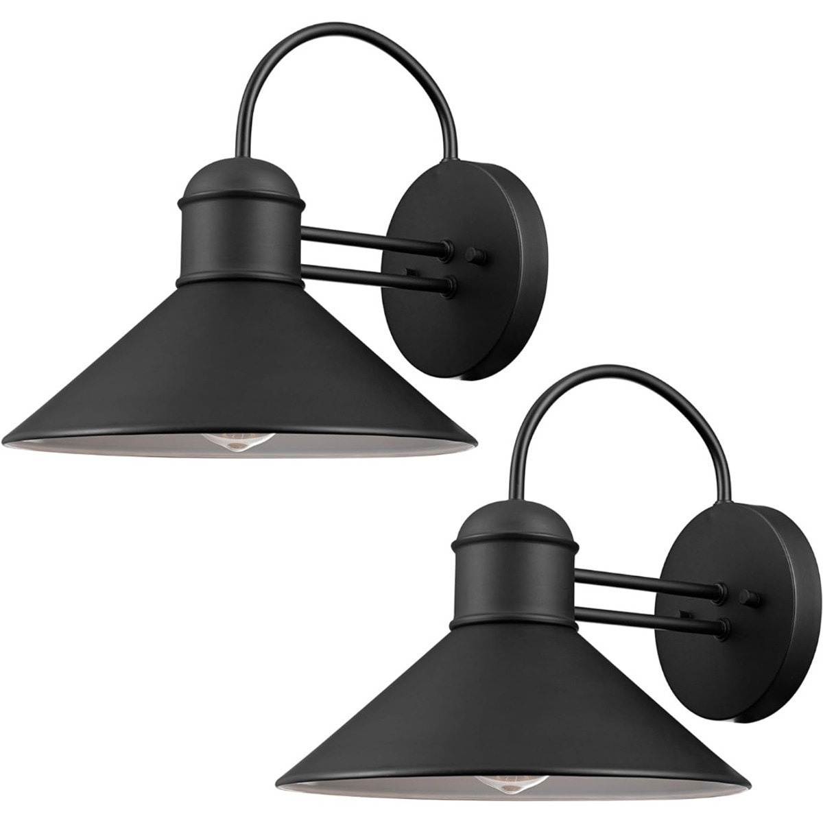 Knojodu  Black Outdoor Wall Sconce 2-Pack Weatherproof Modern Light Fixture 13x13x11 Inch