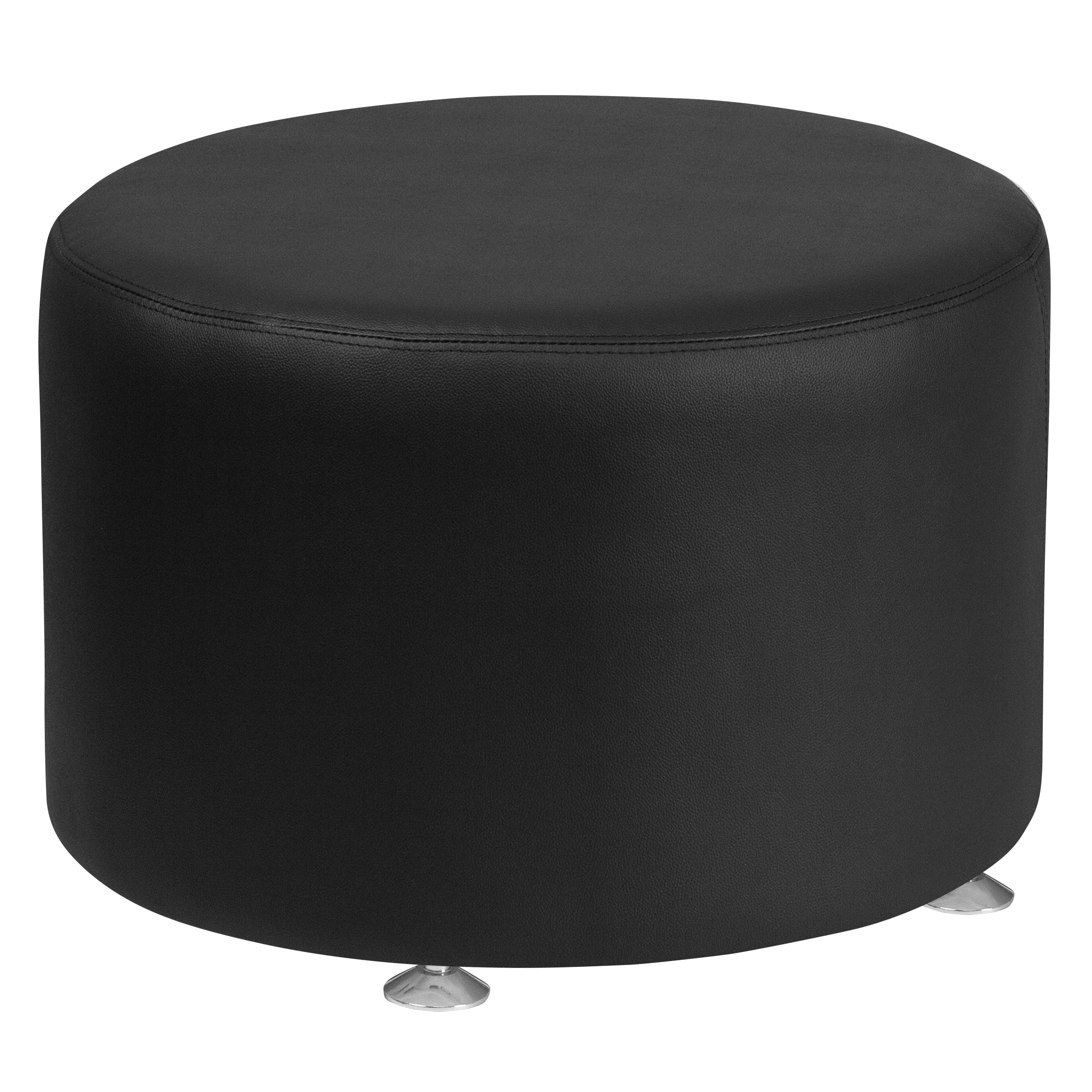 Flash Furniture 889142085492 HERCULES Alon Series Modern Black Faux leather Round Ottoman