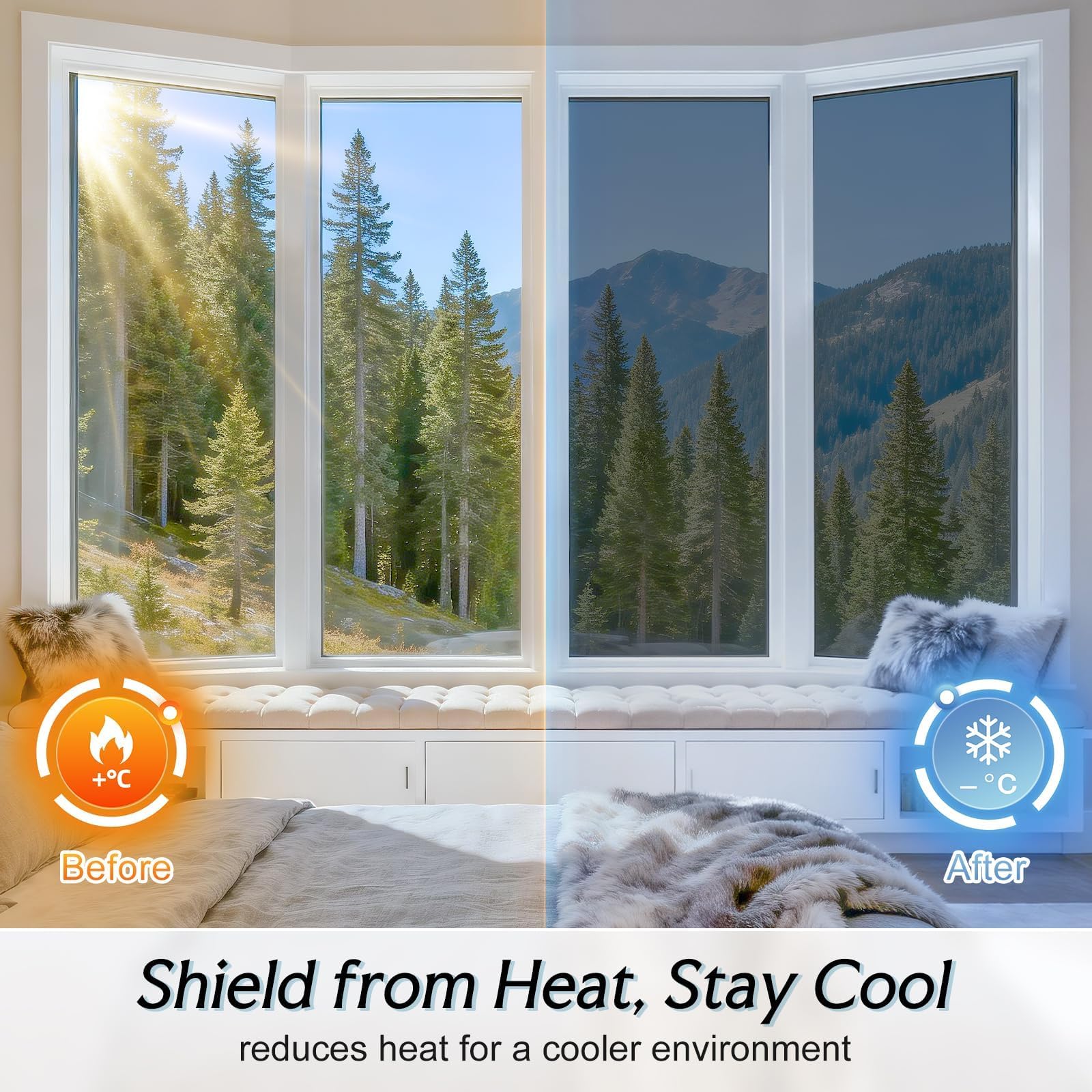 LAIFUCAM One Way Window Privacy Film Roll Sun Blocking Heat Control ...
