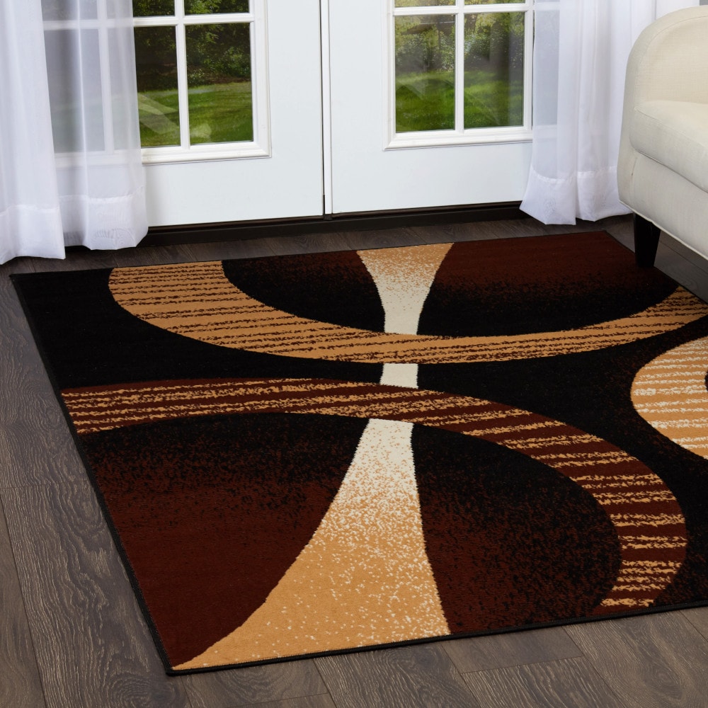 Home Dynamix 2-HD5194-502 Premium Indus 5 x 7 (ft) Loomed Polypropylene Black/Brown Rectangular Indoor Geometric Area rug