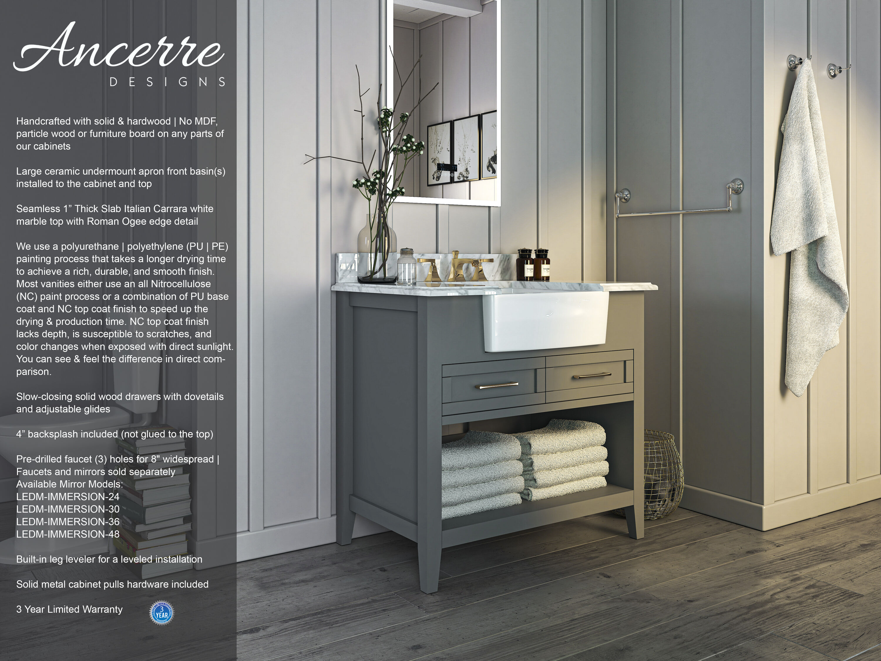 Ancerre Designs VTS-HAYLEY-36-SCG-CW Bath-Vanity-Combo - View #2