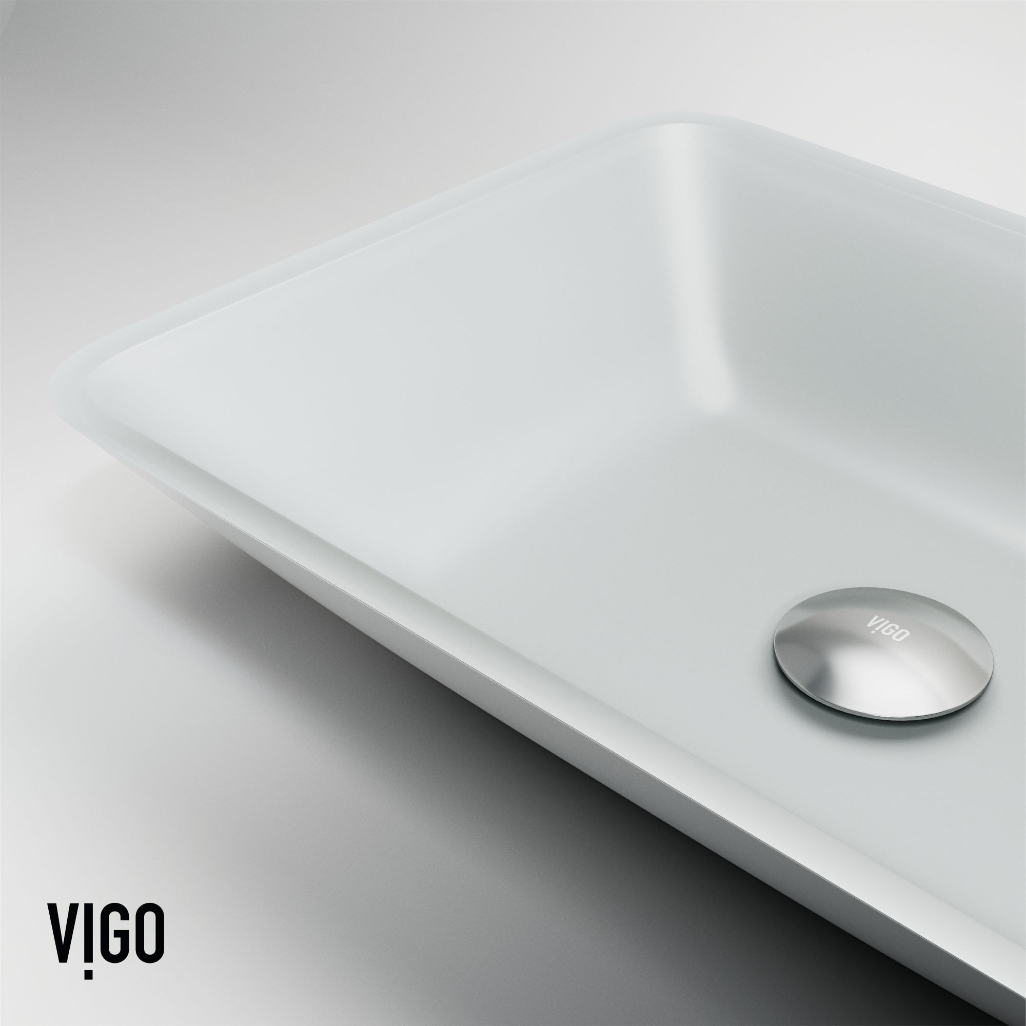 Sottile 18" Frosted Glass Rectangular Above-Counter Vessel Sink - White