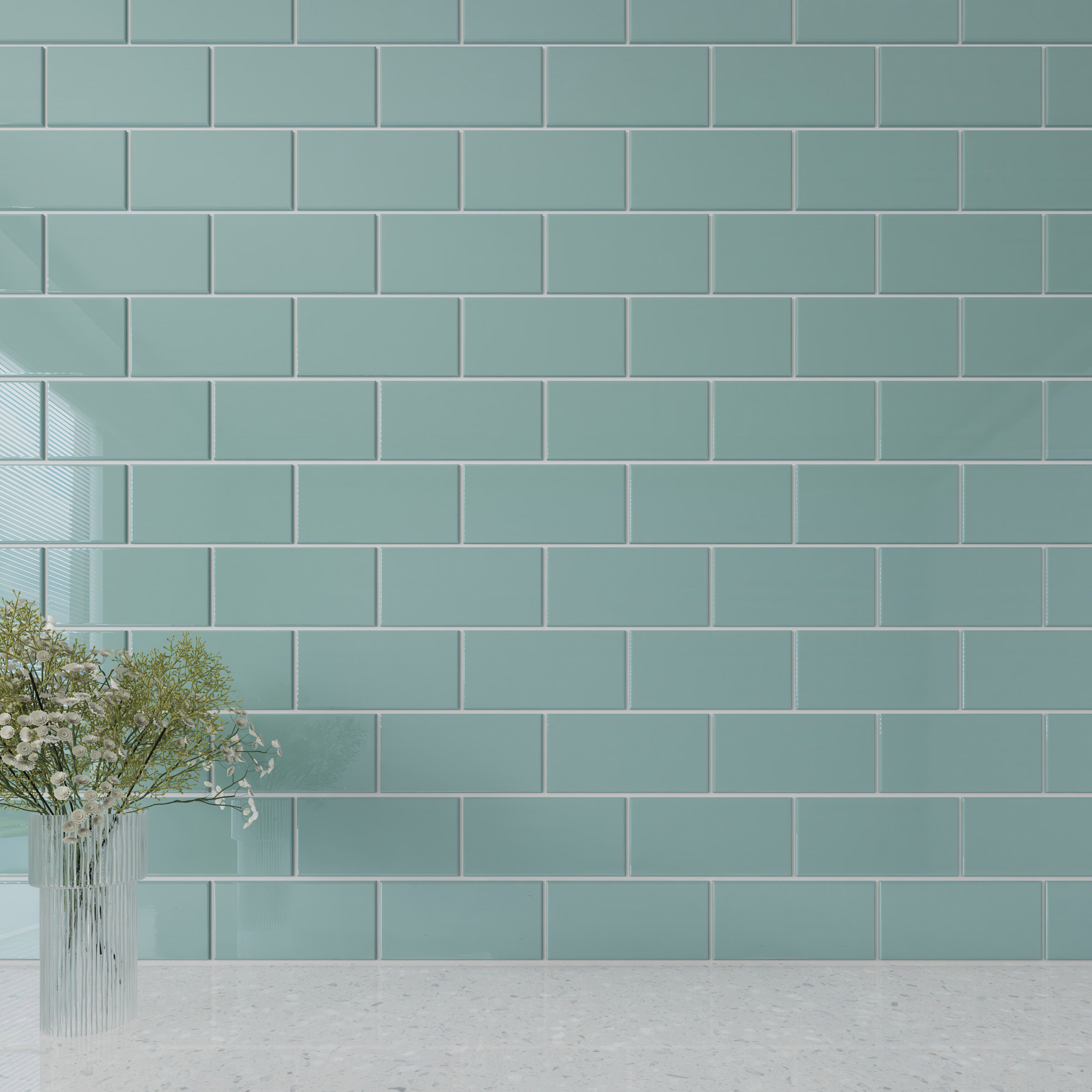 Giorbello G5912 Classic Premium Slate 3-in x 6-in Glossy Glass Subway Standard Wall Tile ( 5-sq ft Carton )