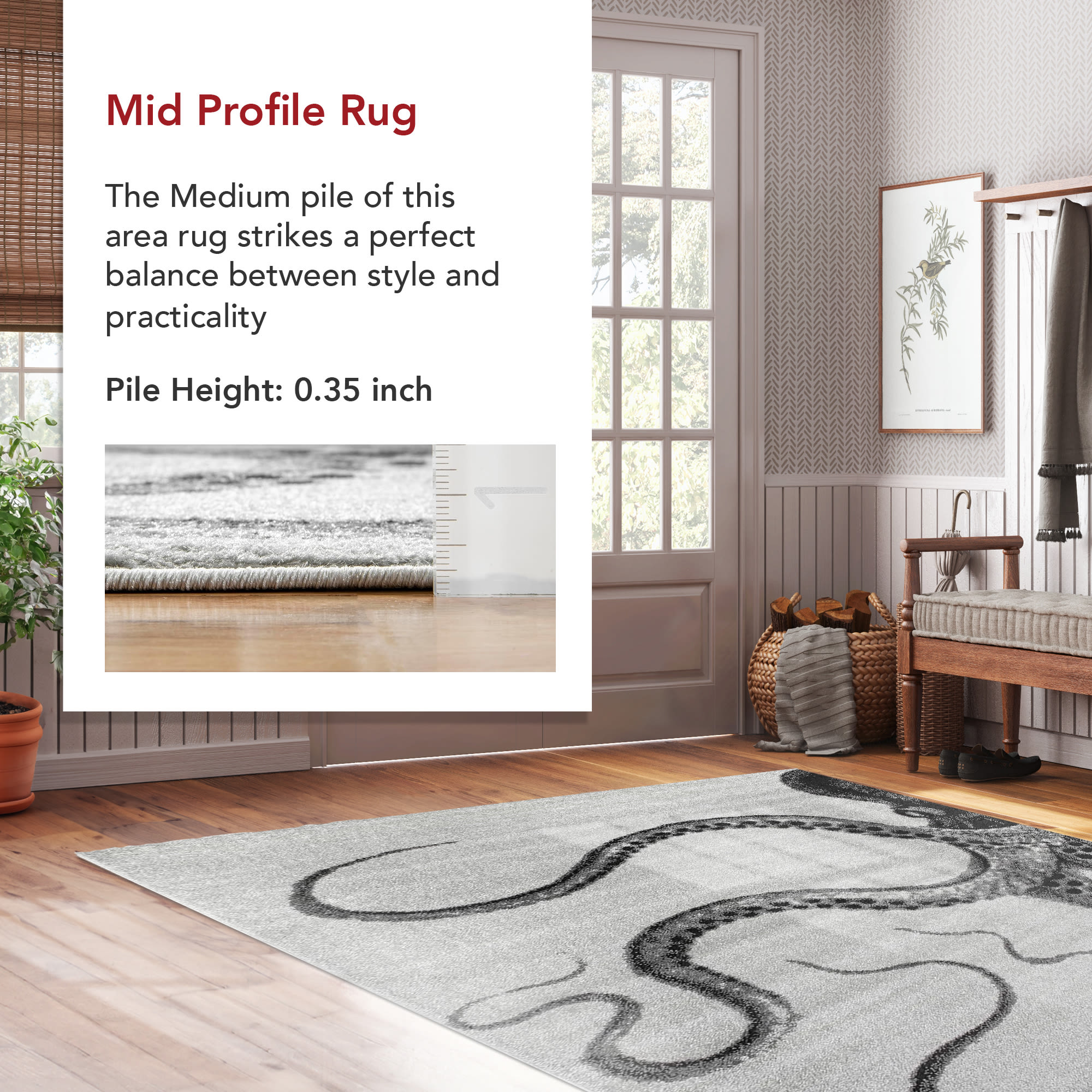 Gray Flat Woven Reversible Synthetic Rectangular Rug