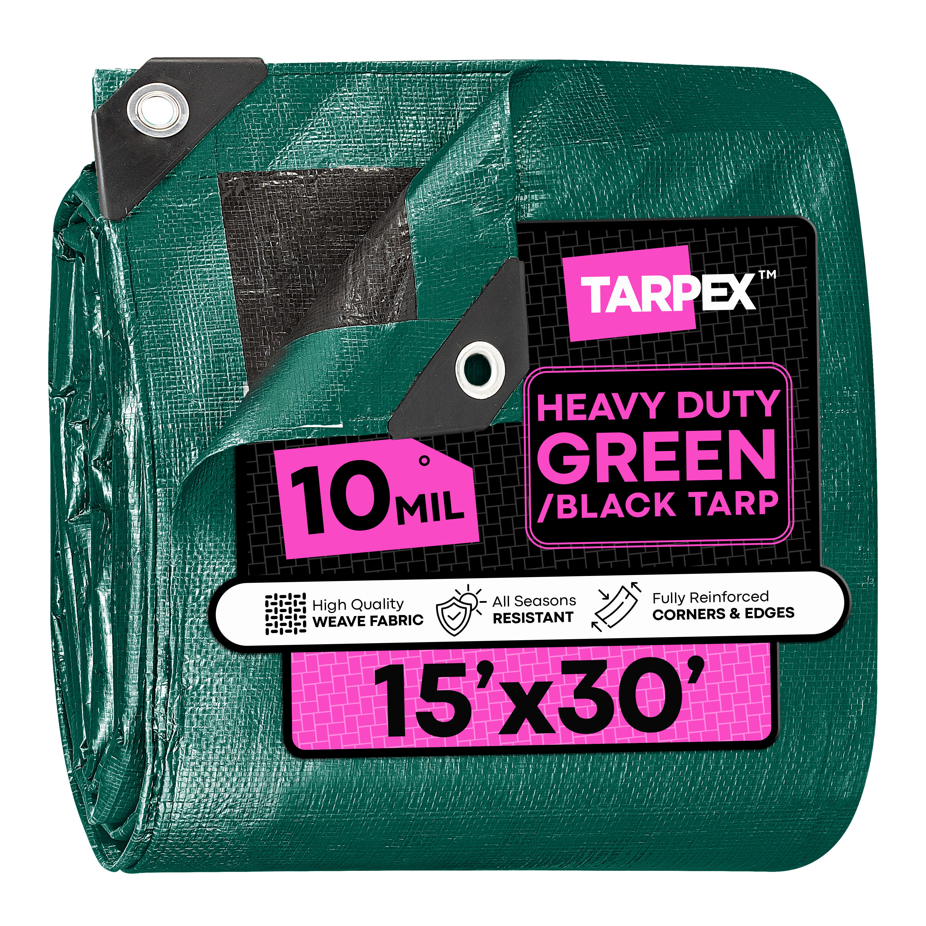 Tarpex MTGB-TA-1530 15-ft x 30-ft Black Waterproof Commercial Polyethylene 10-mil Tarp