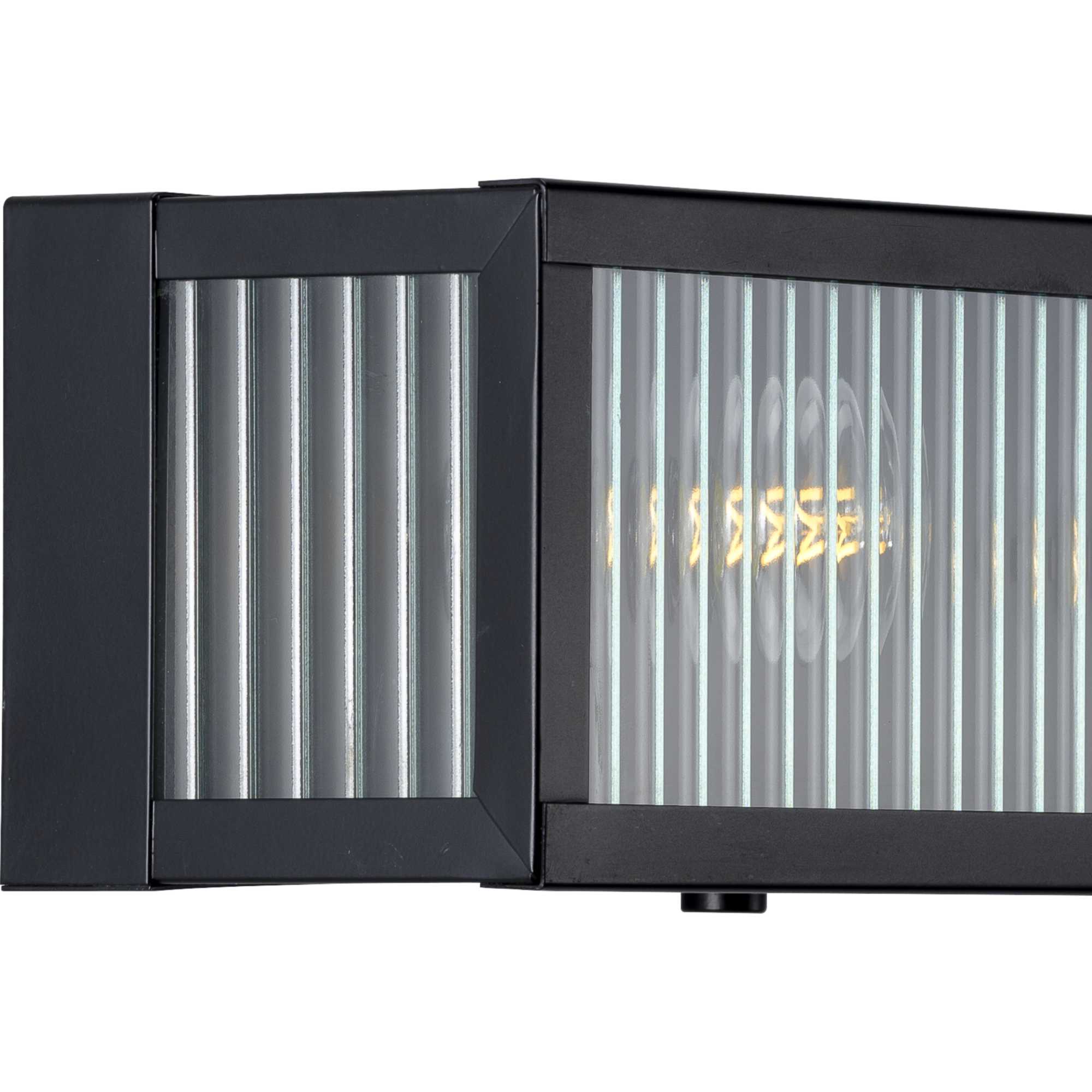 Matte Black Ribbed Glass 2-Light Bathroom Vanity Fixture