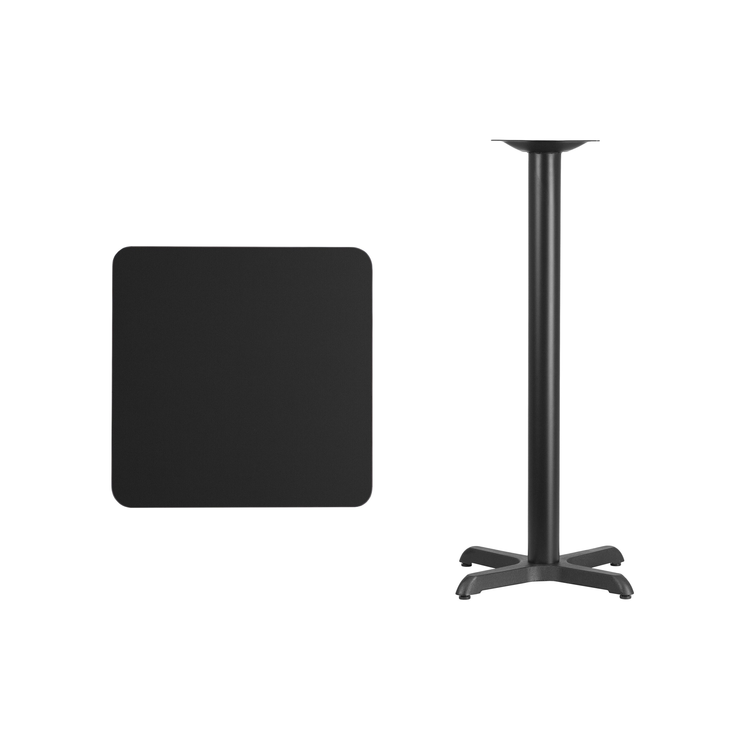 Flash Furniture 889142007029 Black Contemporary/Modern Bar Table, Wood veneer with Black Metal 24-Inches L x 43.13-Inches H