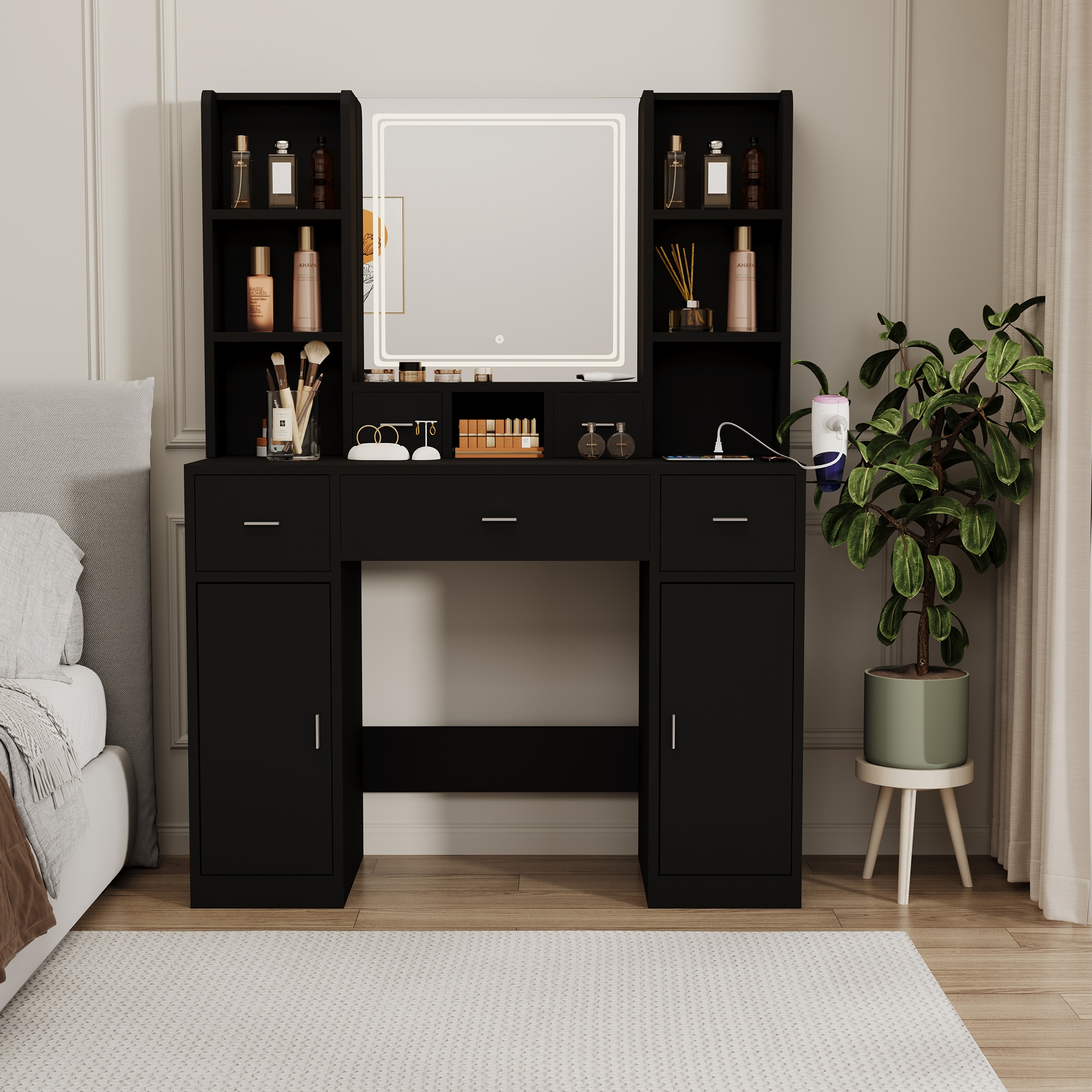 SINOFURN SYC080020BK Bedroom-Vanities - View #3