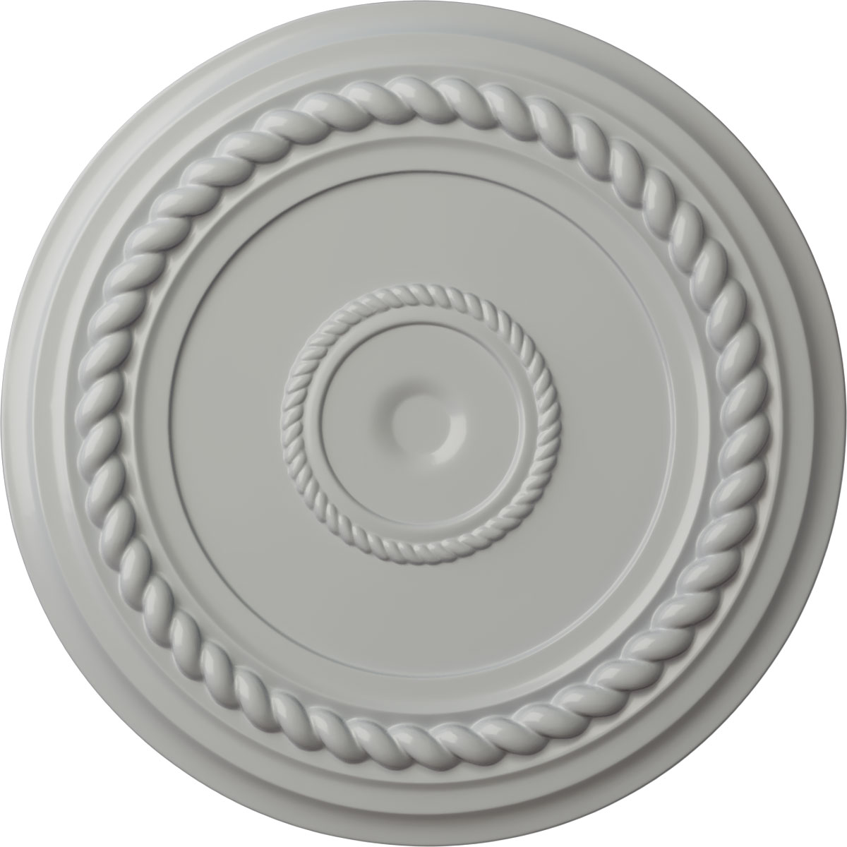 Ekena Millwork CM18ALFRF Alexandria Rope 19.625-in W x 19.625-in L Painted Frost Polyurethane Whole Ceiling Medallion