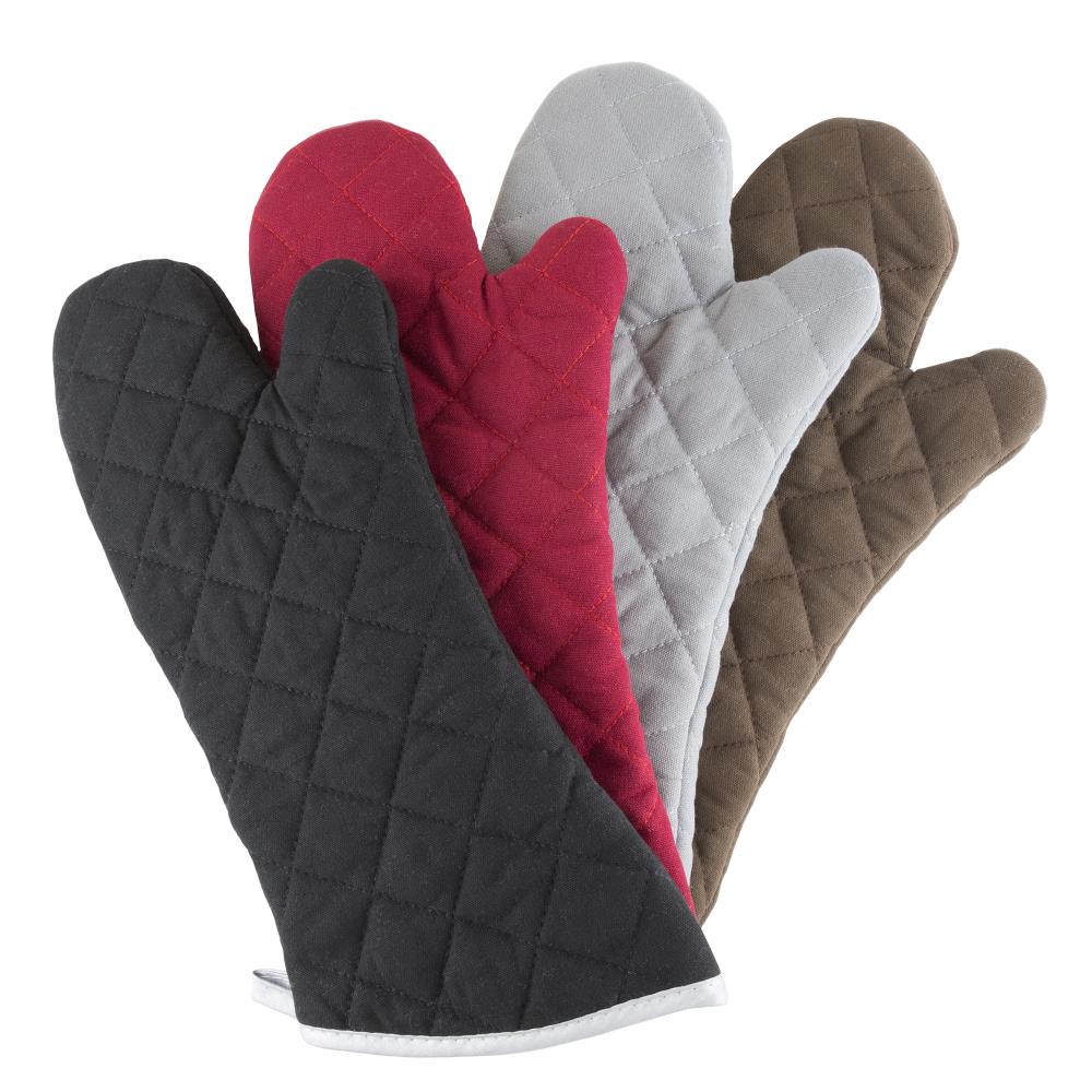 Silicone Oven Mitts - Extra Long Professional Quality Heat Resistant with Quilted Lining and 2-Sided Textured Grip Dark Red by Hastings Home