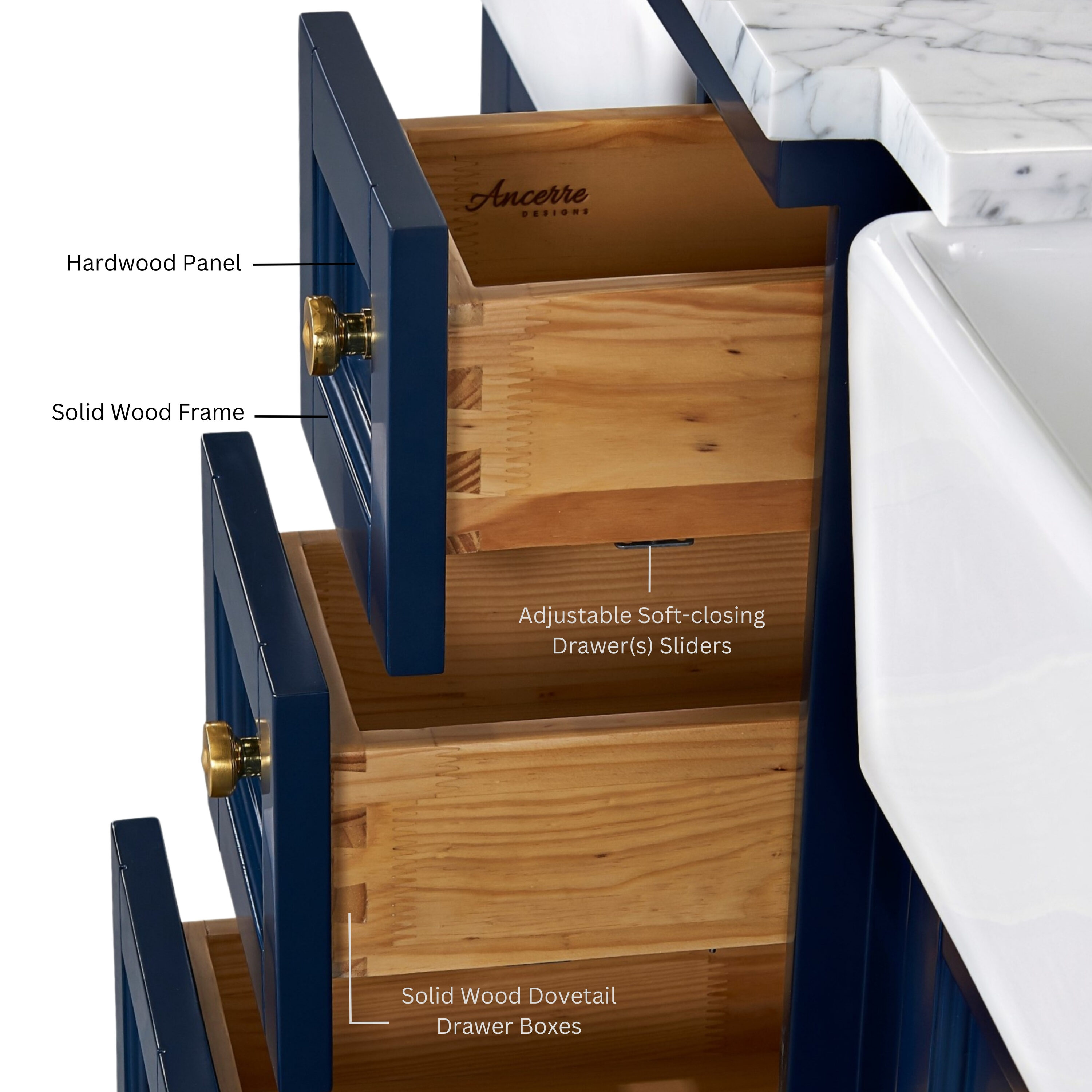 Ancerre Designs VTSADELINE60HBCWGD Bath-Vanity-Combo - View #9