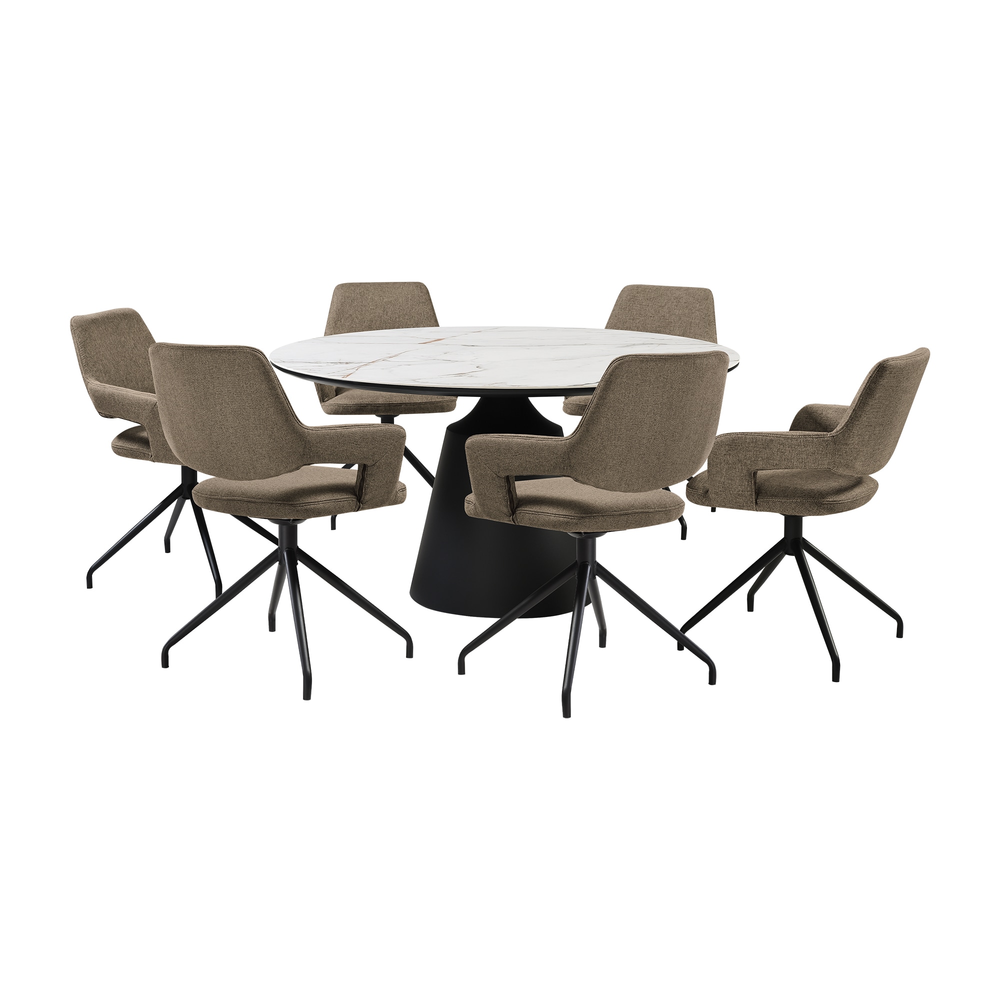 Armen Living SETKNPE7CB Black Contemporary/Modern Dining Room Set with Round Table ( Seats 6 )