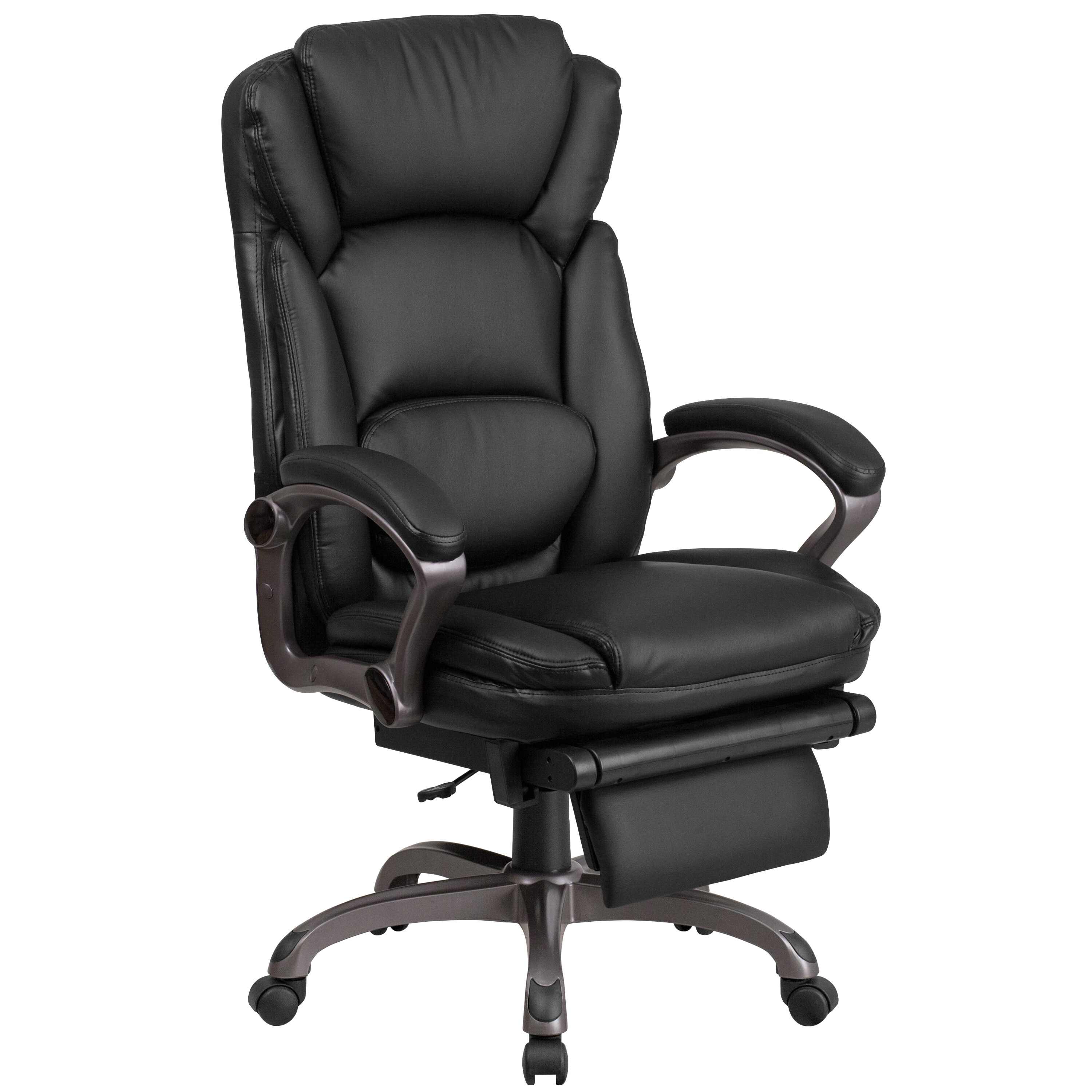 Emma + Oliver 889142488835 High Back Black LeatherSoft Reclining Ergonomic Outer Lumbar Swivel Office Chair