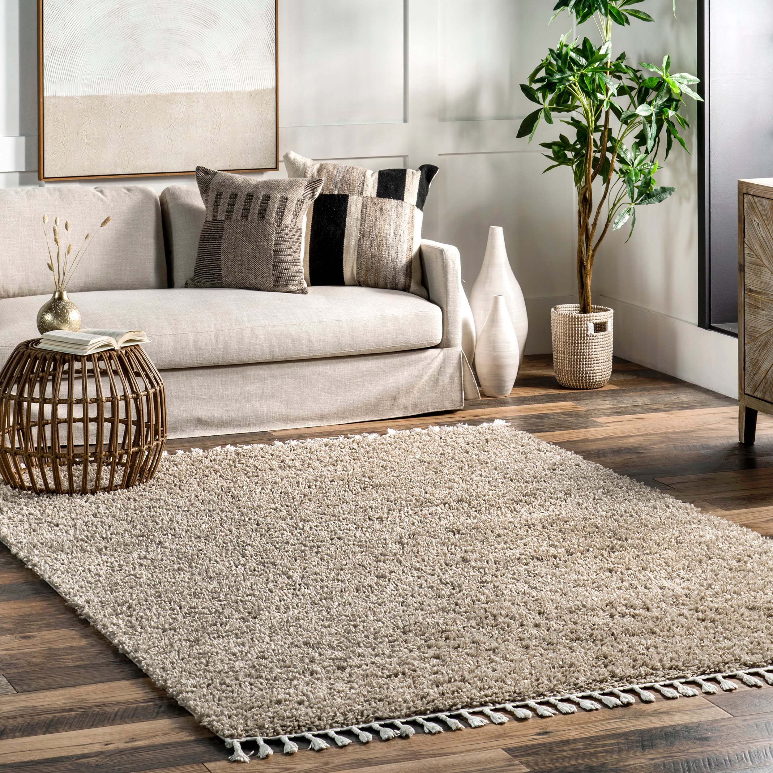 nuLOOM KKBL01D-11015 Neva 11 x 15 (ft) Loomed Polypropylene Tan Rectangular Indoor Solid Area rug