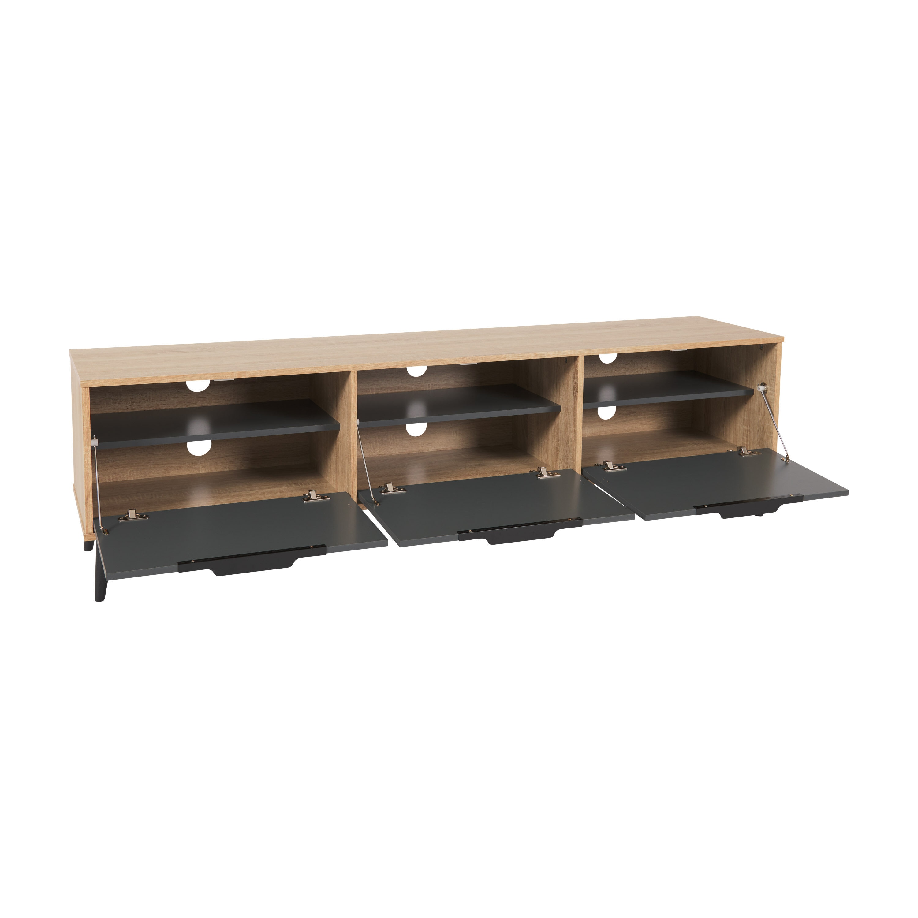 CorLiving Cole Light Woodgrain And Gray TV Stand With Cabinet Storage ...