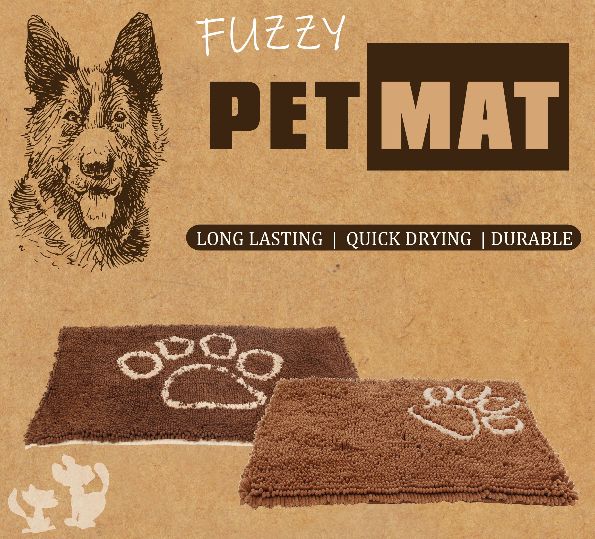 Pet Life 'Fuzzy' Quick-Drying Anti-Skid and Machine Washable Dog Mat, 31 L  X 21 W, Gray