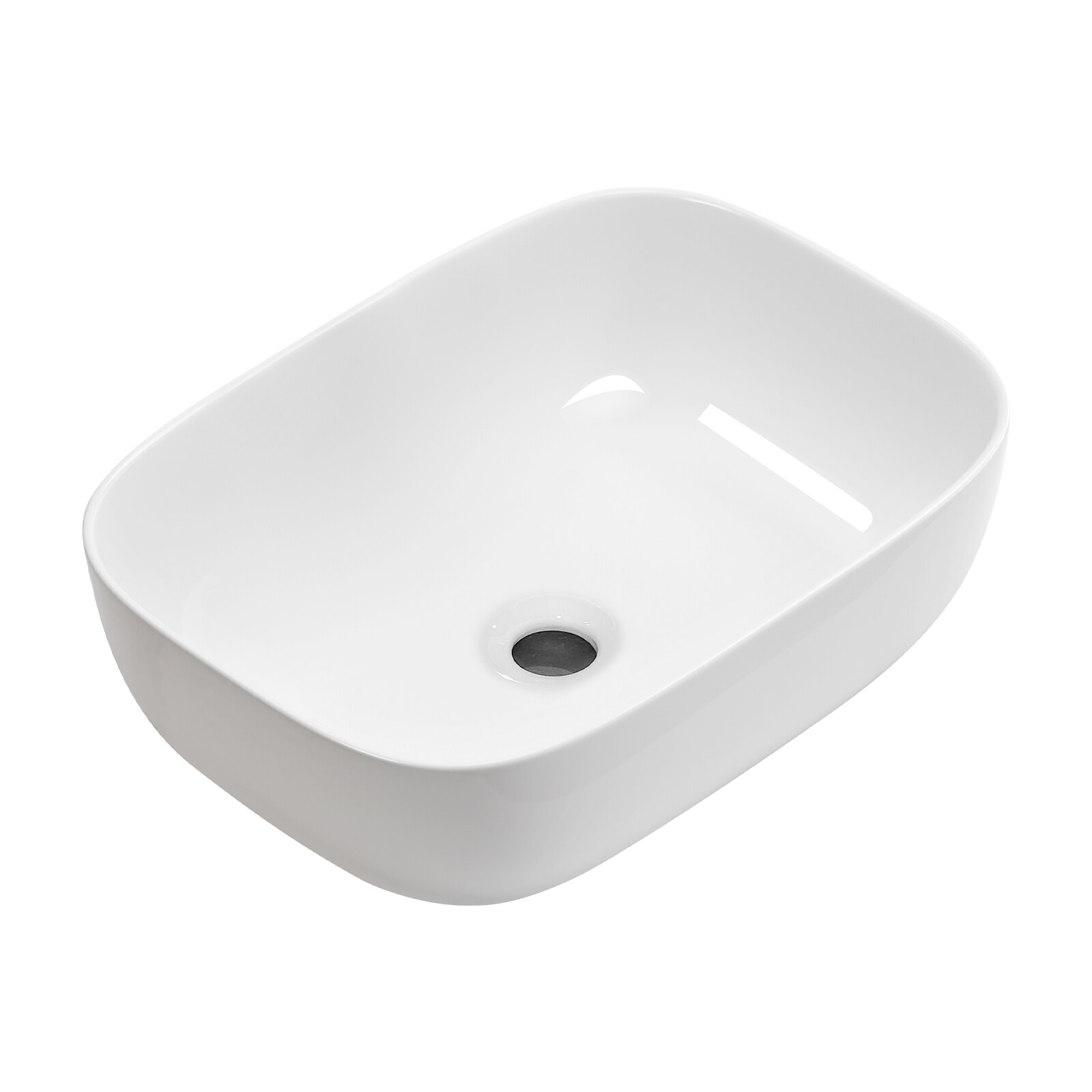 Lordear 17.91-in x 12.6-in White Ceramic Oval Rectangular Above Counter Vessel Bathroom Sink Lavatory Wash Basin