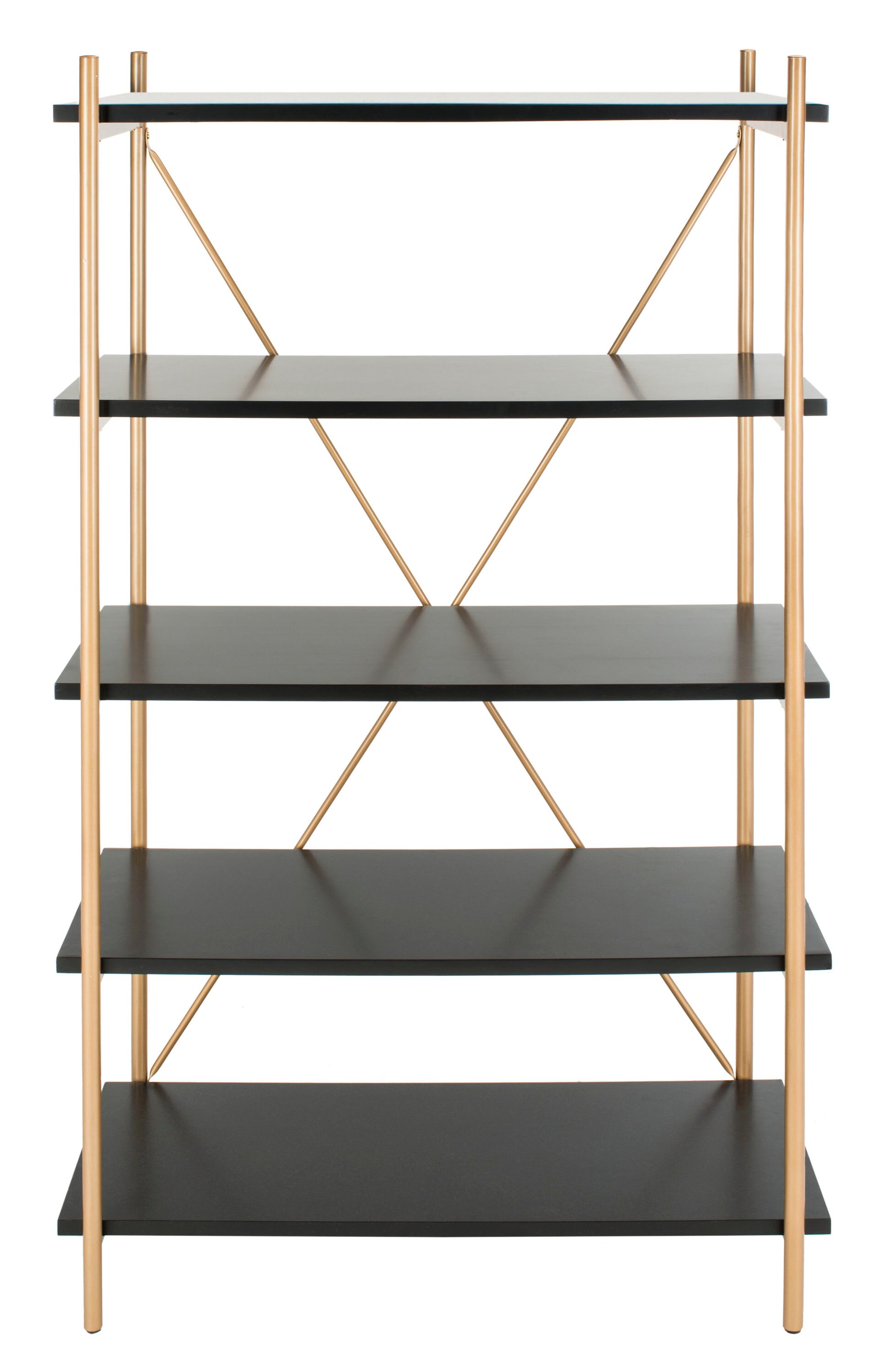 Safavieh Rigby Contemporary/Modern Gold Liquid/Black Metal Etagere at ...