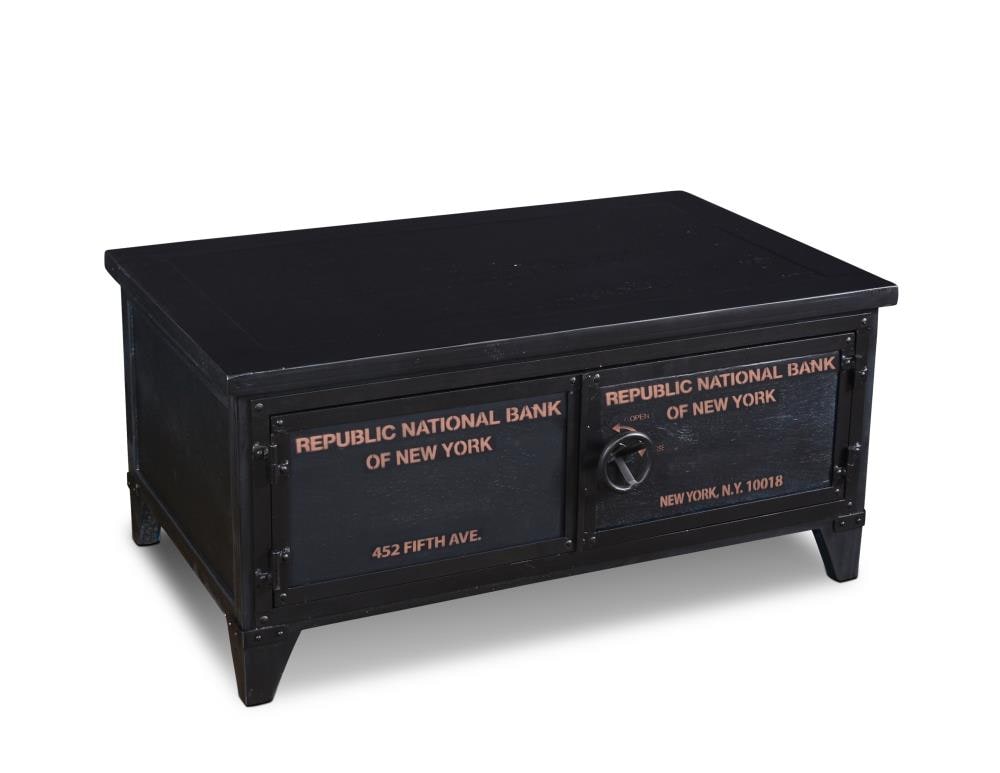 Sunset Trading HH-1446-200 Bank Vault Matte Wood Industrial Coffee Table with Storage