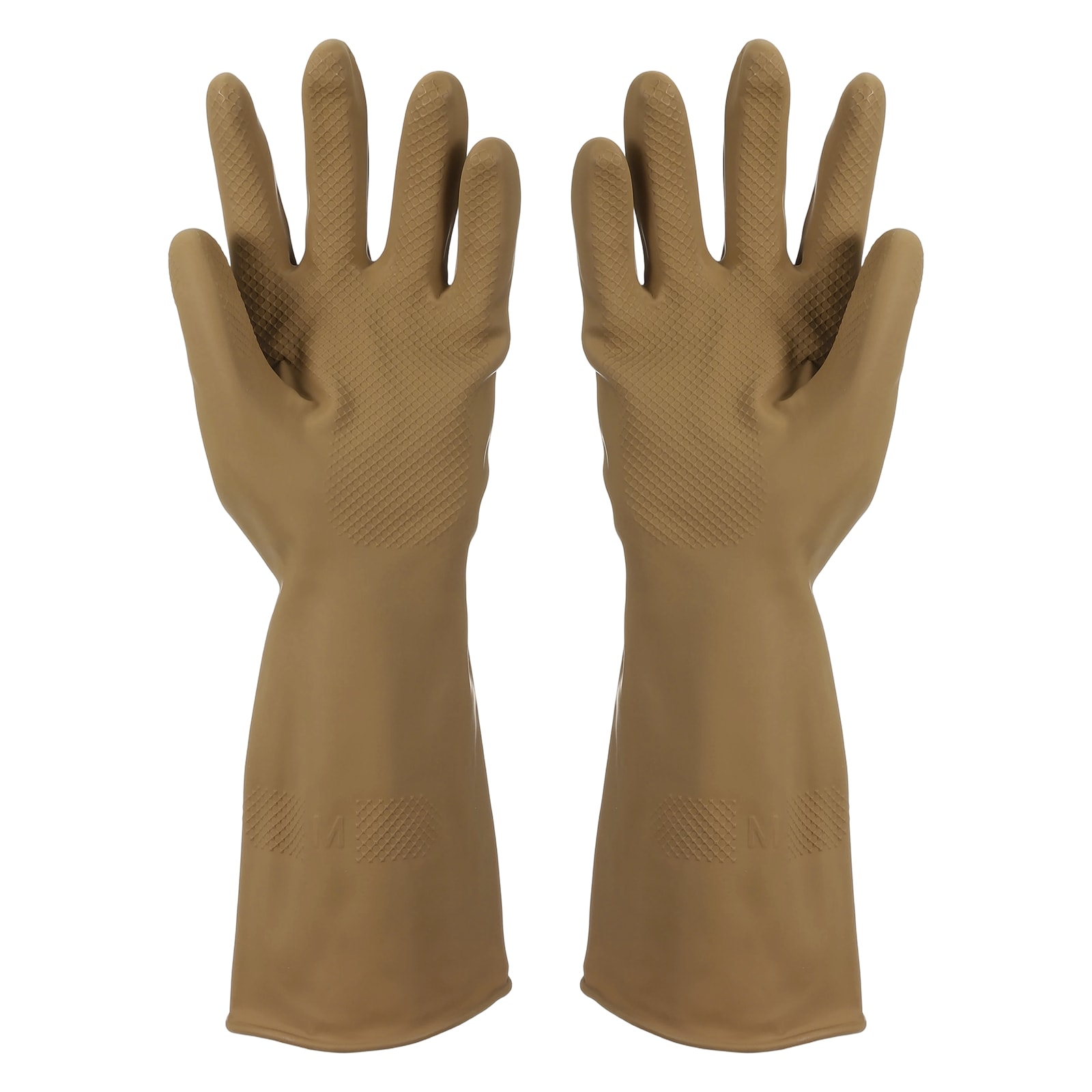 Unique Bargains - Rubber Cleaning Gloves Reusable Household Dishwashing Long Rubber Gloves with N...