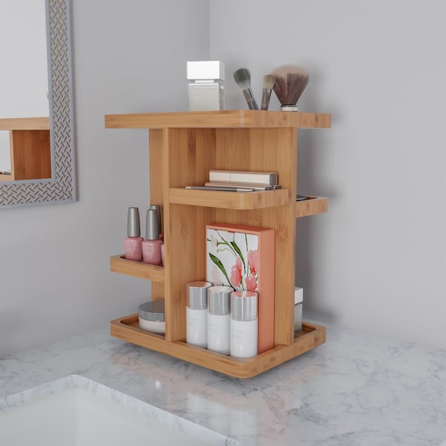 Hastings Home Makeup Organizer- Rotating Eco-Friendly Compact Modern Bamboo  Skincare Cosmetic and Vanity Carousel for Bedroom, Bathroom, or Dorm by  Hastings Home in the Bathroom Vanity Accessories department at Lowes.com