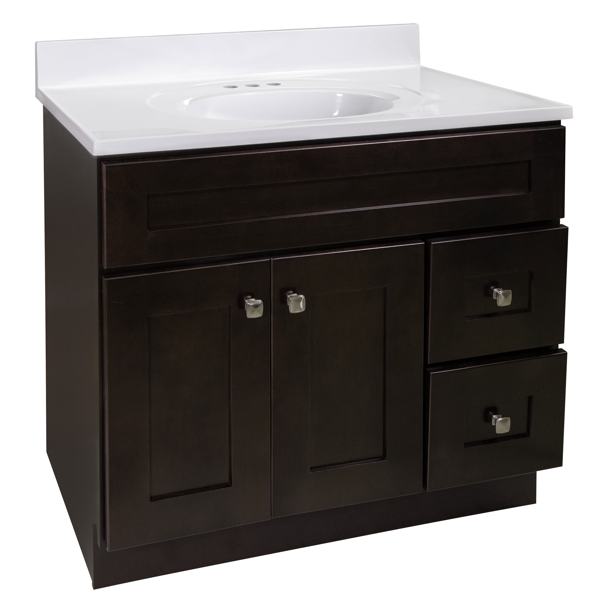 Design House 585836 Brookings 37-in Espresso Single sink Bathroom Vanity with Solid White Cultured marble Top