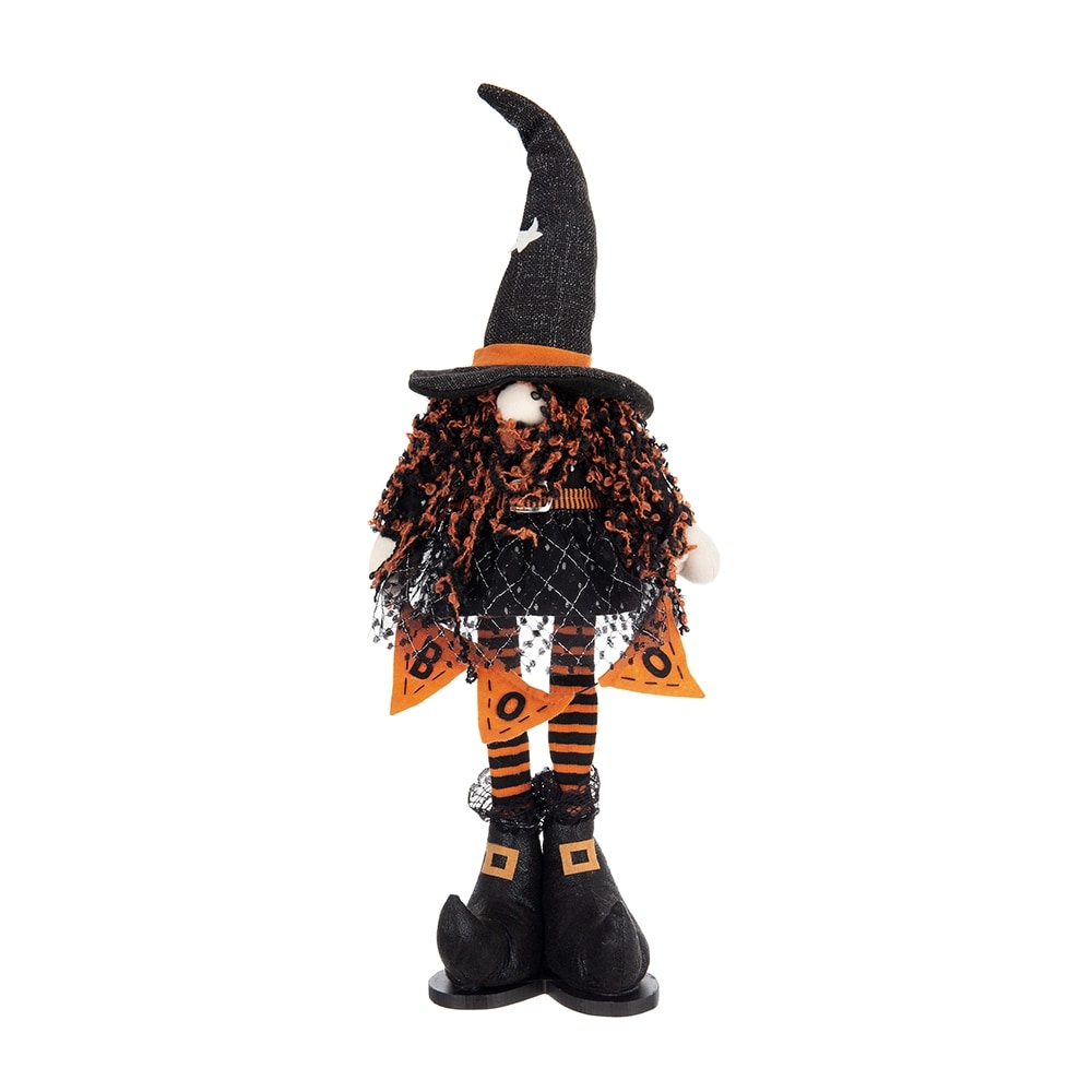 LOVMOR 8x5x24 inch Fabric Standing Gnome W/Orange Banner and Spring Body for Halloween Decor