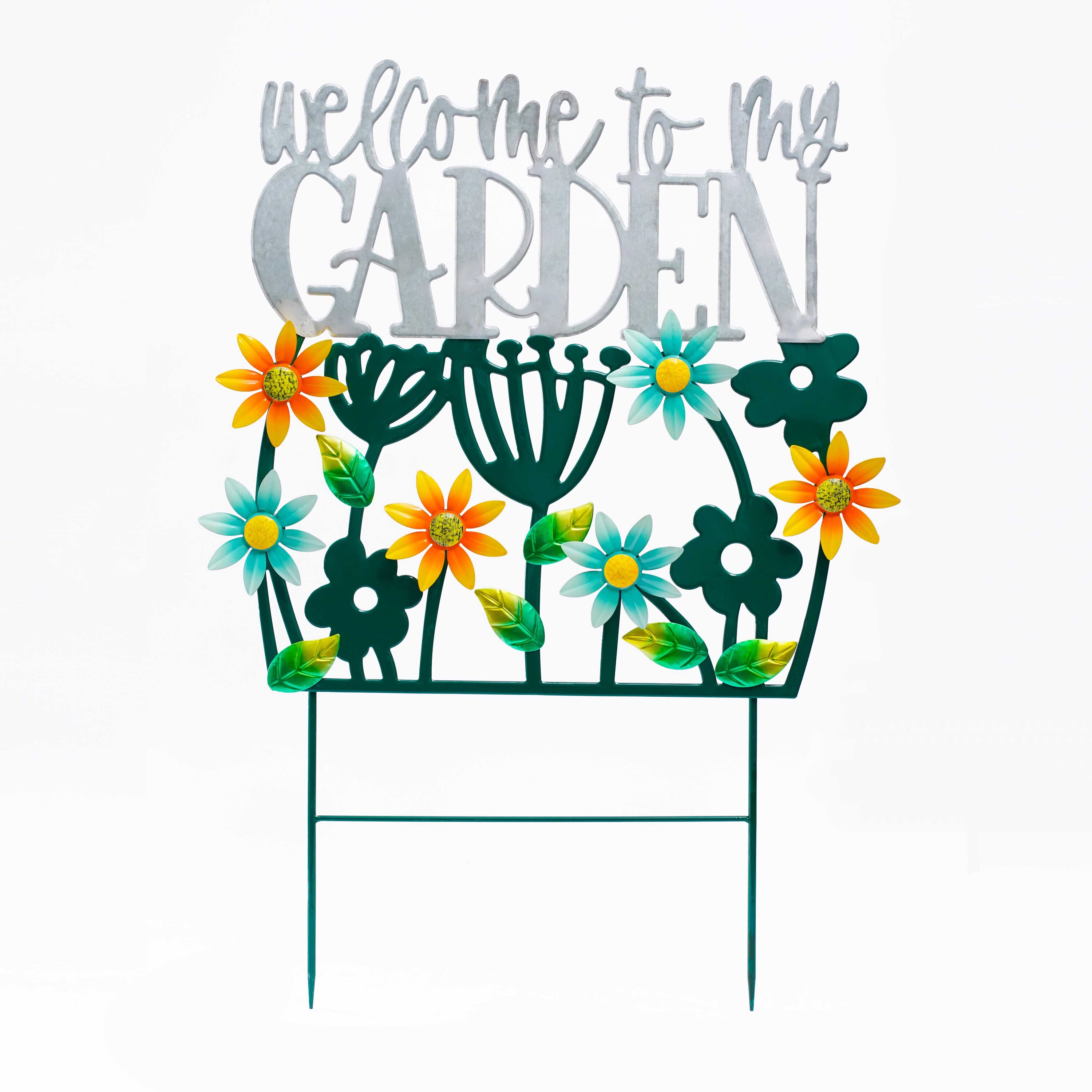 Style Selections 68016053 34.25-in Green, Silver Metal Garden Stake