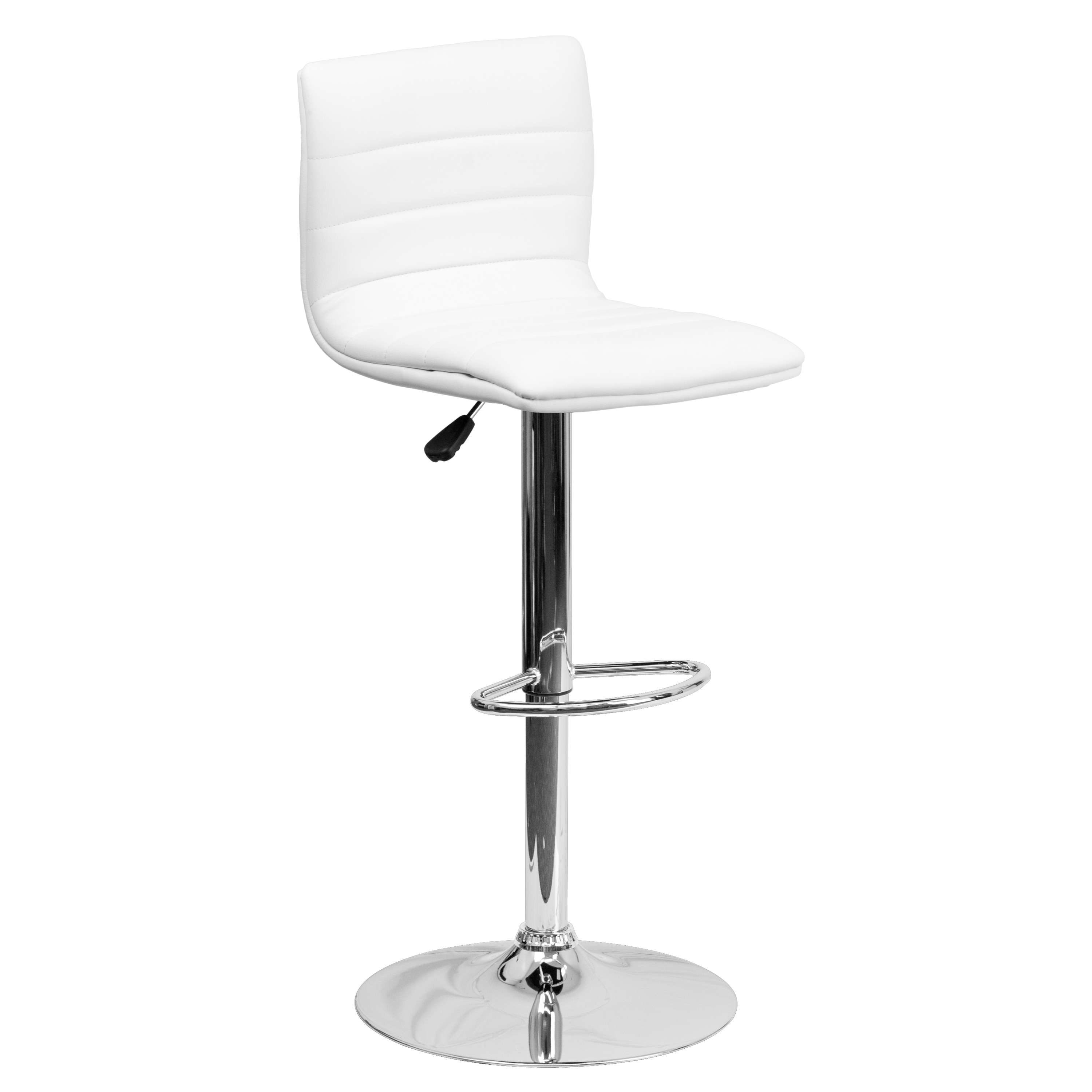 Modern White Vinyl Adjustable Bar Stool with Chrome Base