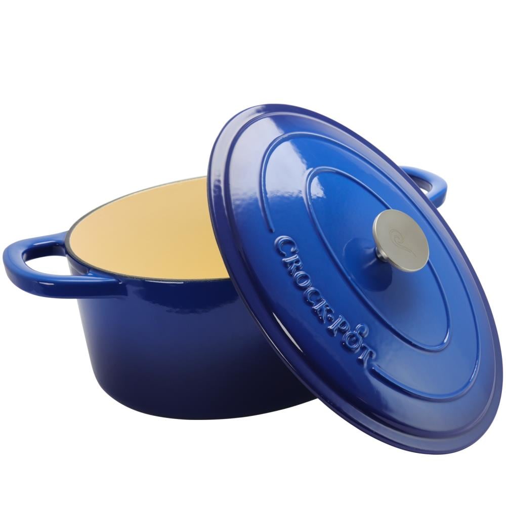 Crock-Pot Artisan Round Enameled Cast Iron Dutch Oven, 7-Quart, Sapphire  Blue